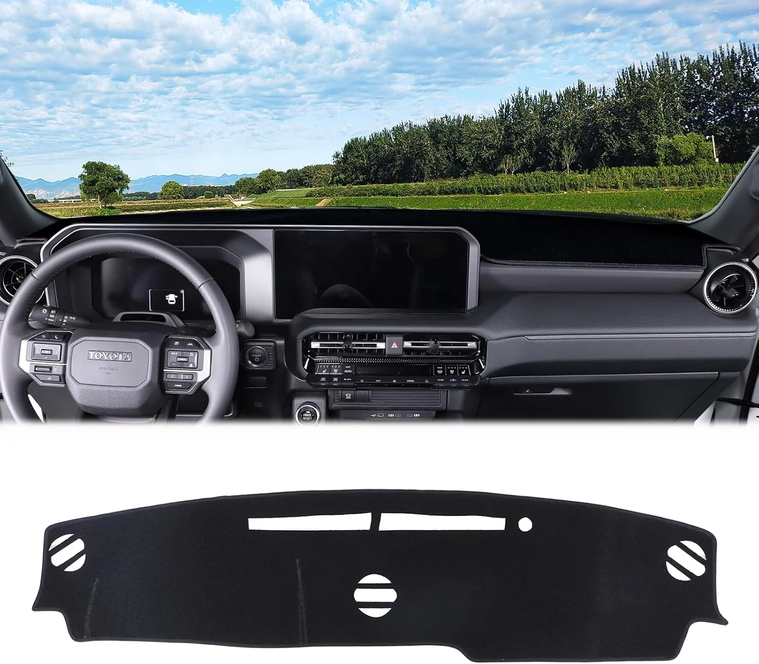 روکش داشبورد خودرو سازگار با تویوتا لندکروزر 250 پرادو J250 LC250 مدل 2024 2025، لوازم جانبی، روکش داشبورد محافظ آفتاب و اشعه ماوراء بنفش، مخصوص خودروهای فرمان چپ (مشکی)