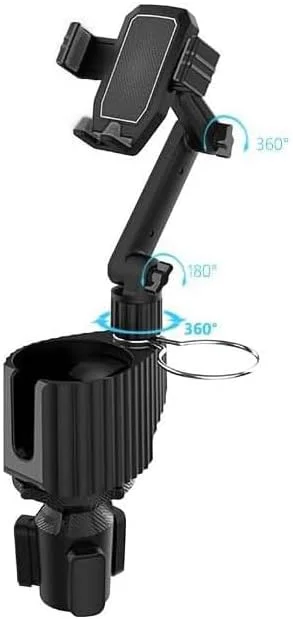 نگهدارنده لیوان خودرو با سینی گسترش دهنده، 4 در 1 با سینی میز جداشدنی، نگهدارنده تلفن، نگهدارنده لیوان دوگانه سازگار، لوازم جانبی ضروری خودرو برای سفر، خاکستری (188-01)