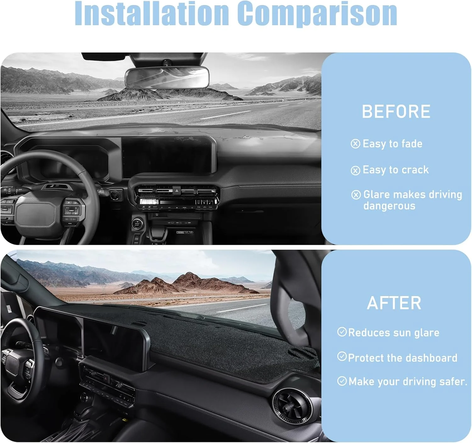 روکش داشبورد خودرو سازگار با تویوتا لندکروزر 250 پرادو J250 LC250 مدل 2024 2025، لوازم جانبی، روکش داشبورد محافظ آفتاب و اشعه ماوراء بنفش، مخصوص خودروهای فرمان چپ (مشکی) روکش داشبورد خودرو سازگار با تویوتا لندکروزر 250 پرادو J250 LC250 مدل 2024 2025، لوازم جانبی، روکش داشبورد محافظ آفتاب و اشعه ماوراء بنفش، مخصوص خودروهای فرمان چپ (مشکی)