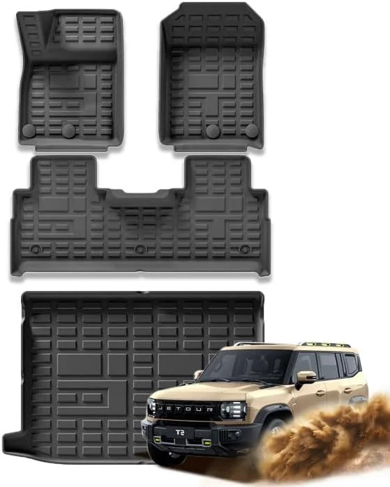 کفپوش خودرو کاسوارت سازگار با جتور T2 مدل 2024 2025 TPE سه بعدی محافظ تمام آب و هوا تک لایه زیرپایی خودرو صندوق عقب ضد آب و لوازم جانبی ضد کثیفی برای T2 لوازم جانبی 2025