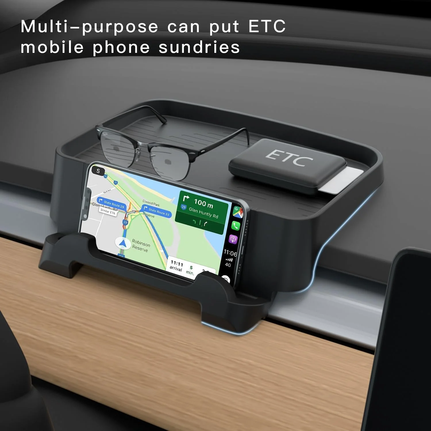 محفظه داشبورد چند منظوره برای تسلا مدل 3 و مدل Y - سازمان دهنده فضای داخلی با نگهدارنده تلفن، جای عینک آفتابی، لوازم جانبی خودرو برای تسلا 3 و Y