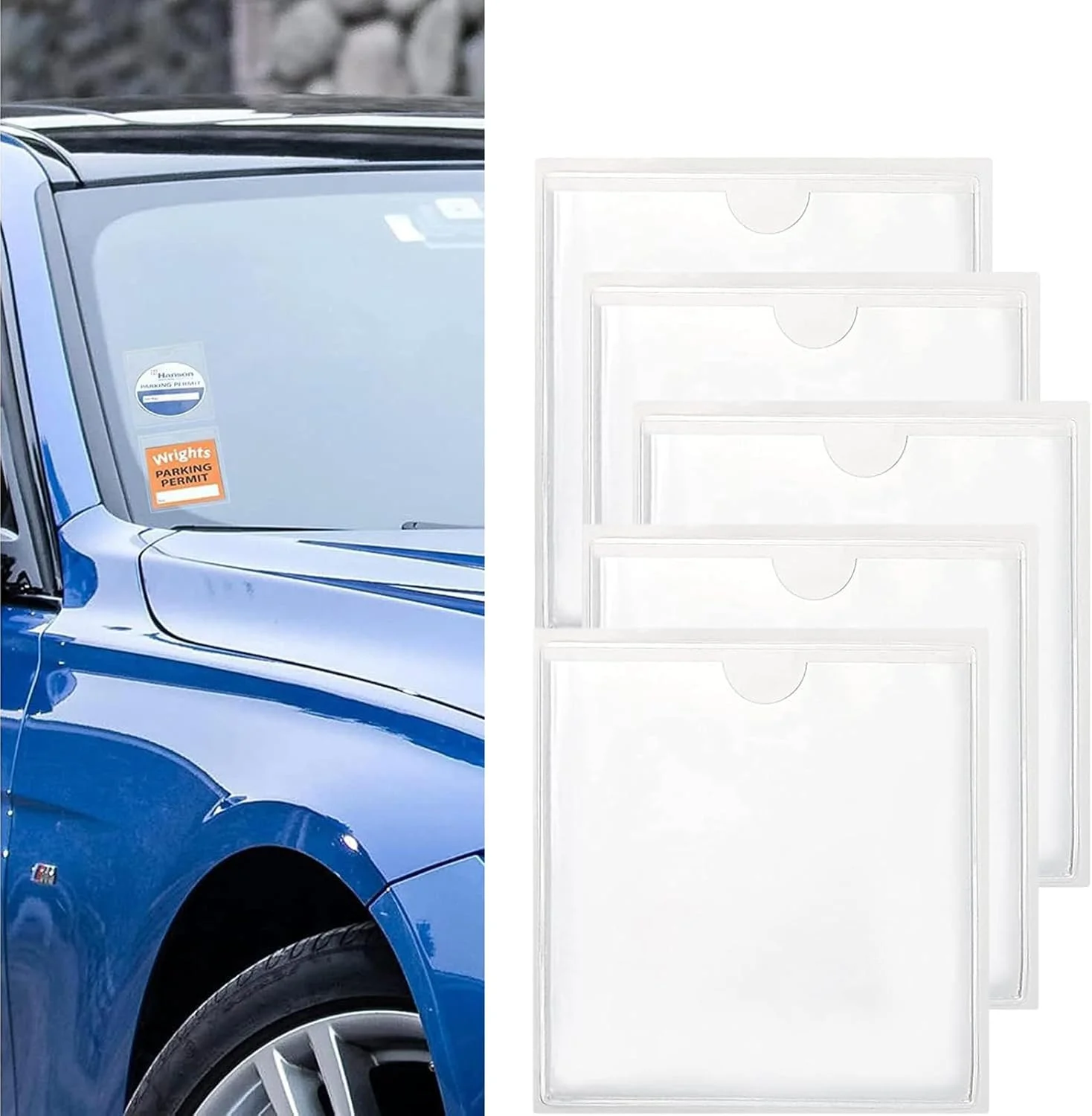 نگهدارنده مجوز پارکینگ خودرو برای شیشه جلوی خودرو، 5 عدد، 10.5*10.5 سانتی متر، نگهدارنده برچسب شیشه جلوی خودرو، نگهدارنده کارت بیمه و ثبت نام خودرو