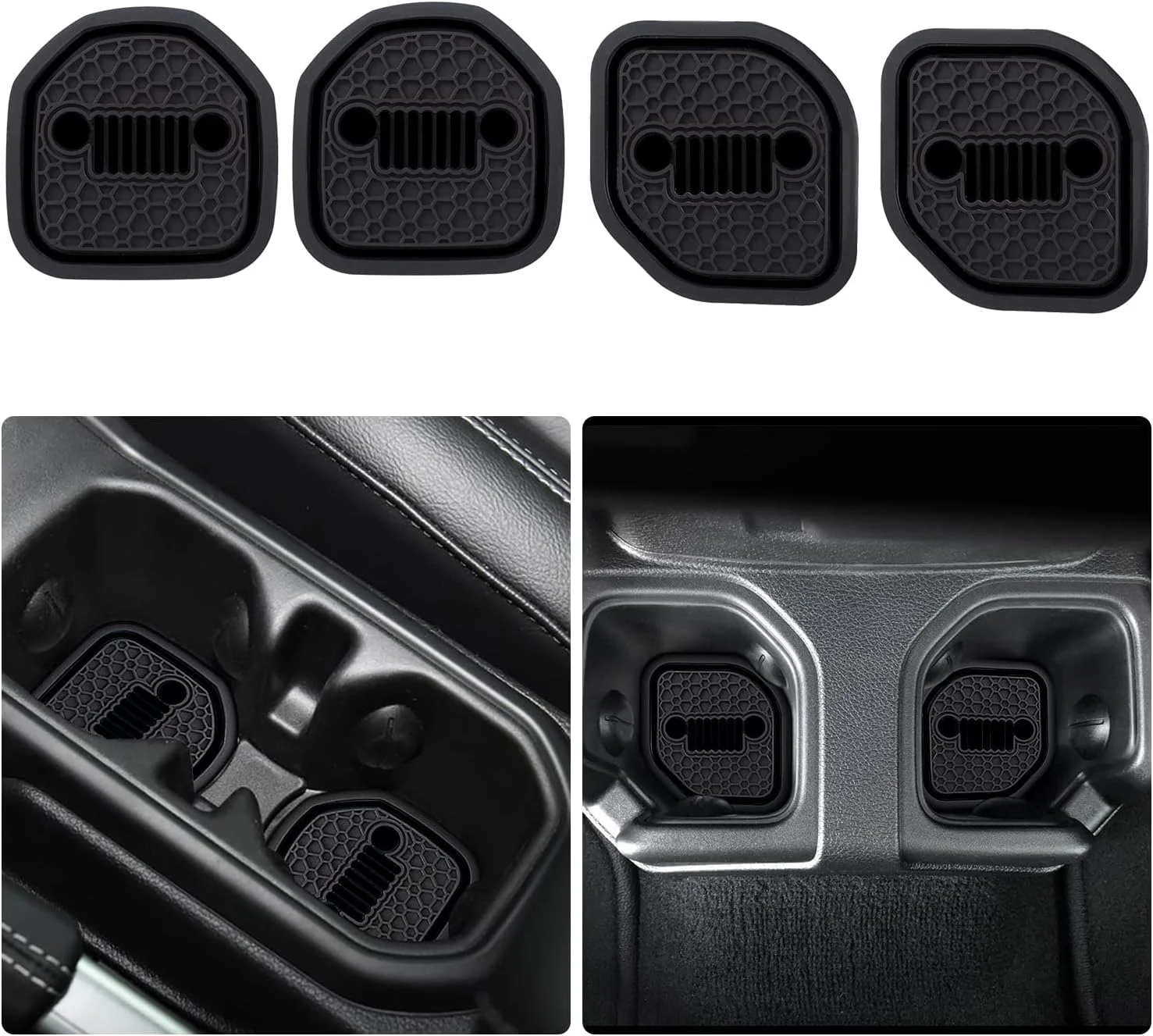 زیر لیوانی خودرو TERRIFI مناسب برای جیپ رانگلر JL JLU مدل 2018-2022، یک لوازم جانبی داخلی برای گلادیاتور JT مدل 2020-2022 اسپرت و روبی‌کان، پد زیر لیوانی خودرو، 4 عدد - مشکی