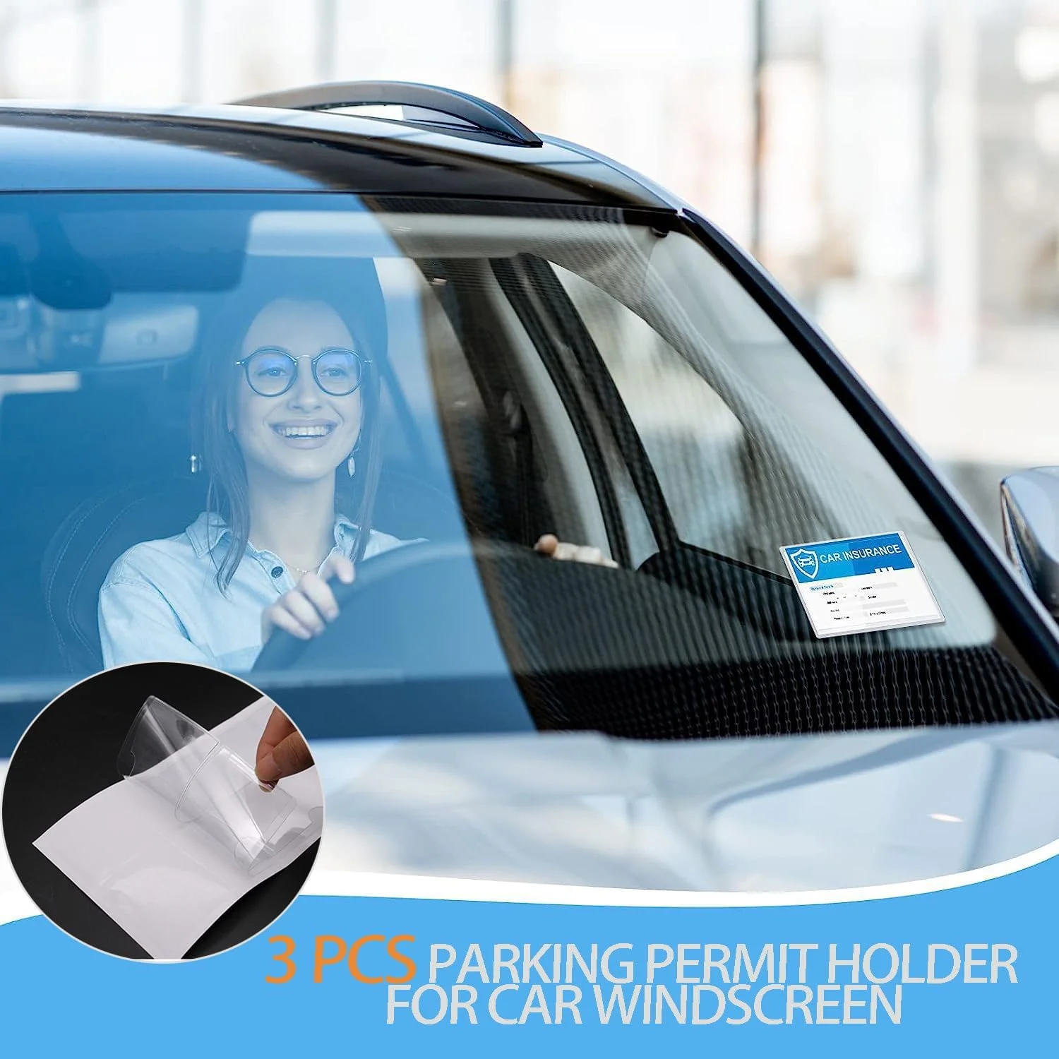 نگهدارنده مجوز پارکینگ خودرو برای شیشه جلوی خودرو، 5 عدد، 10.5*10.5 سانتی متر، نگهدارنده برچسب شیشه جلوی خودرو، نگهدارنده کارت بیمه و ثبت نام خودرو