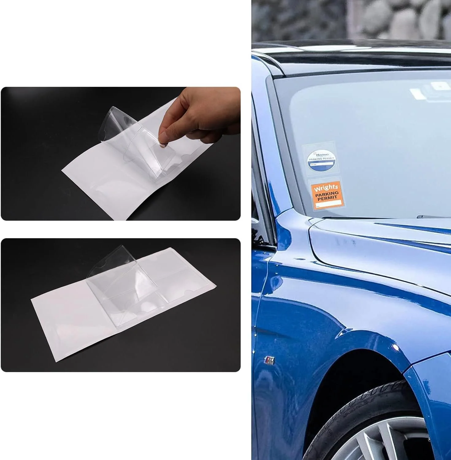 نگهدارنده مجوز پارکینگ خودرو برای شیشه جلوی خودرو، 5 عدد، 10.5*10.5 سانتی متر، نگهدارنده برچسب شیشه جلوی خودرو، نگهدارنده کارت بیمه و ثبت نام خودرو