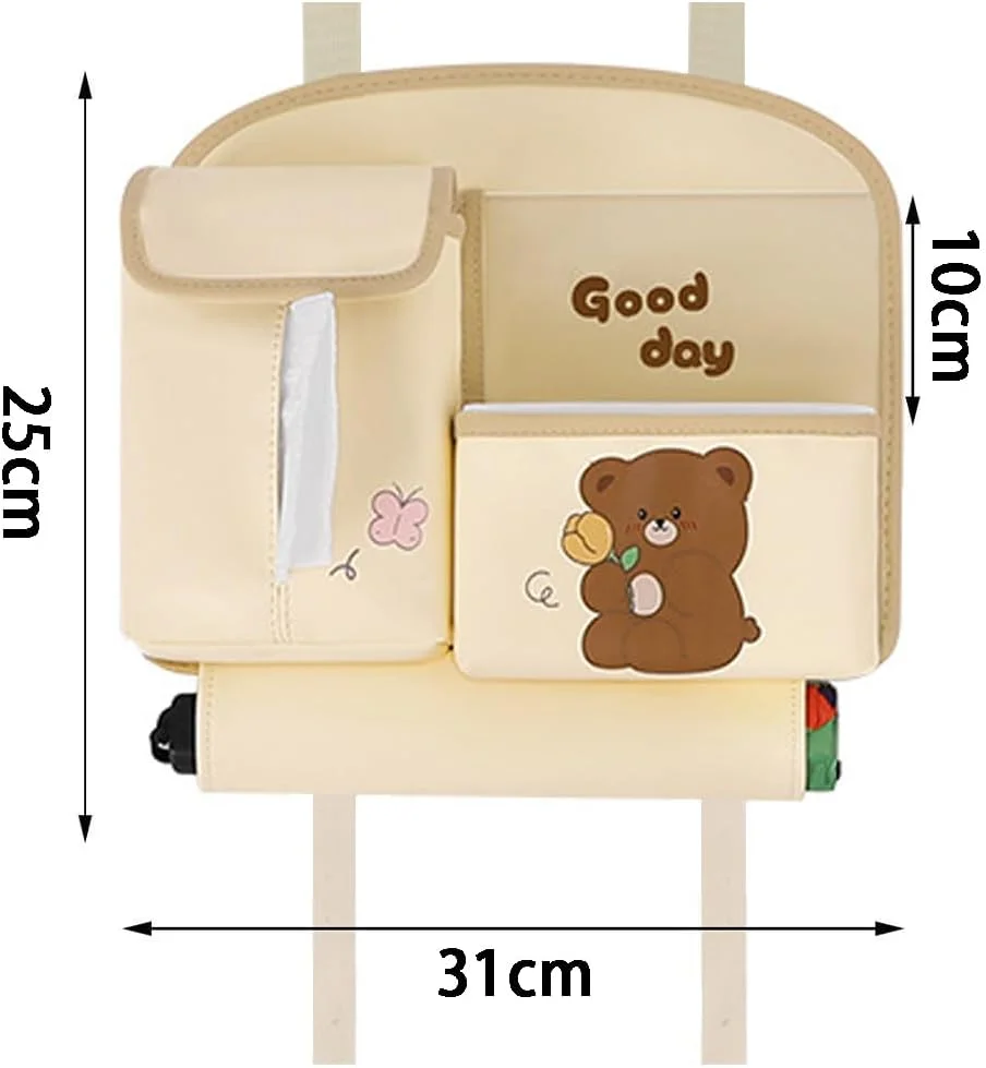 کیف نگهداری صندلی خودرو TOMVAES، کیف نگهداری کارتونی قابل جابجایی برای پشت صندلی خودرو، جیب صندلی خودرو قابل شستشو با نگهدارنده دستمال کاغذی، نگهدارنده پشت صندلی خودرو