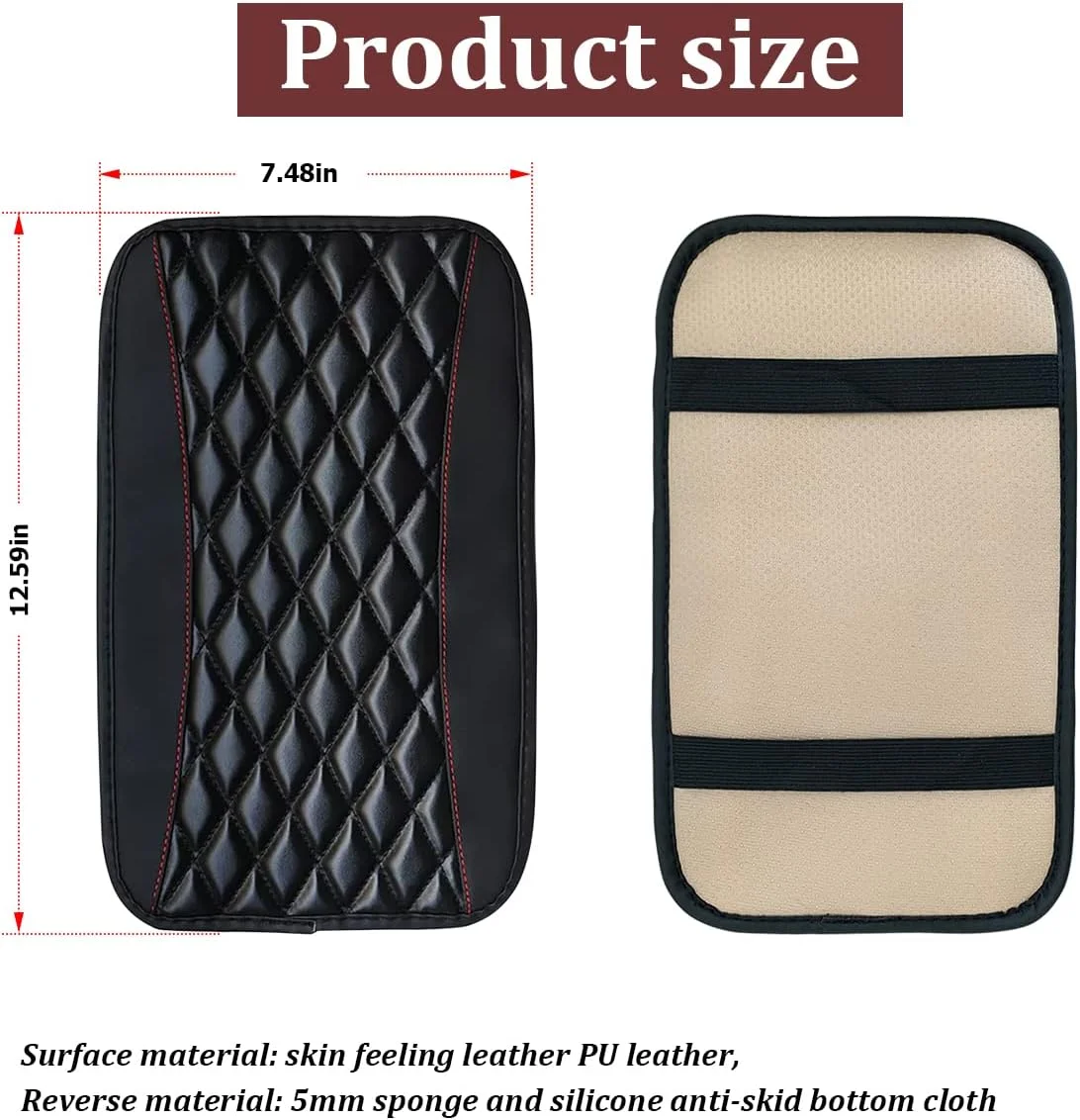 پد بالشتکی کنسول وسط خودرو، روکش محافظ جعبه صندلی زیر آرنج چرمی ضدآب و جهانی، لوازم جانبی تزئینی راحت خودرو مناسب برای اکثر خودروها و وسایل نقلیه (مشکی)