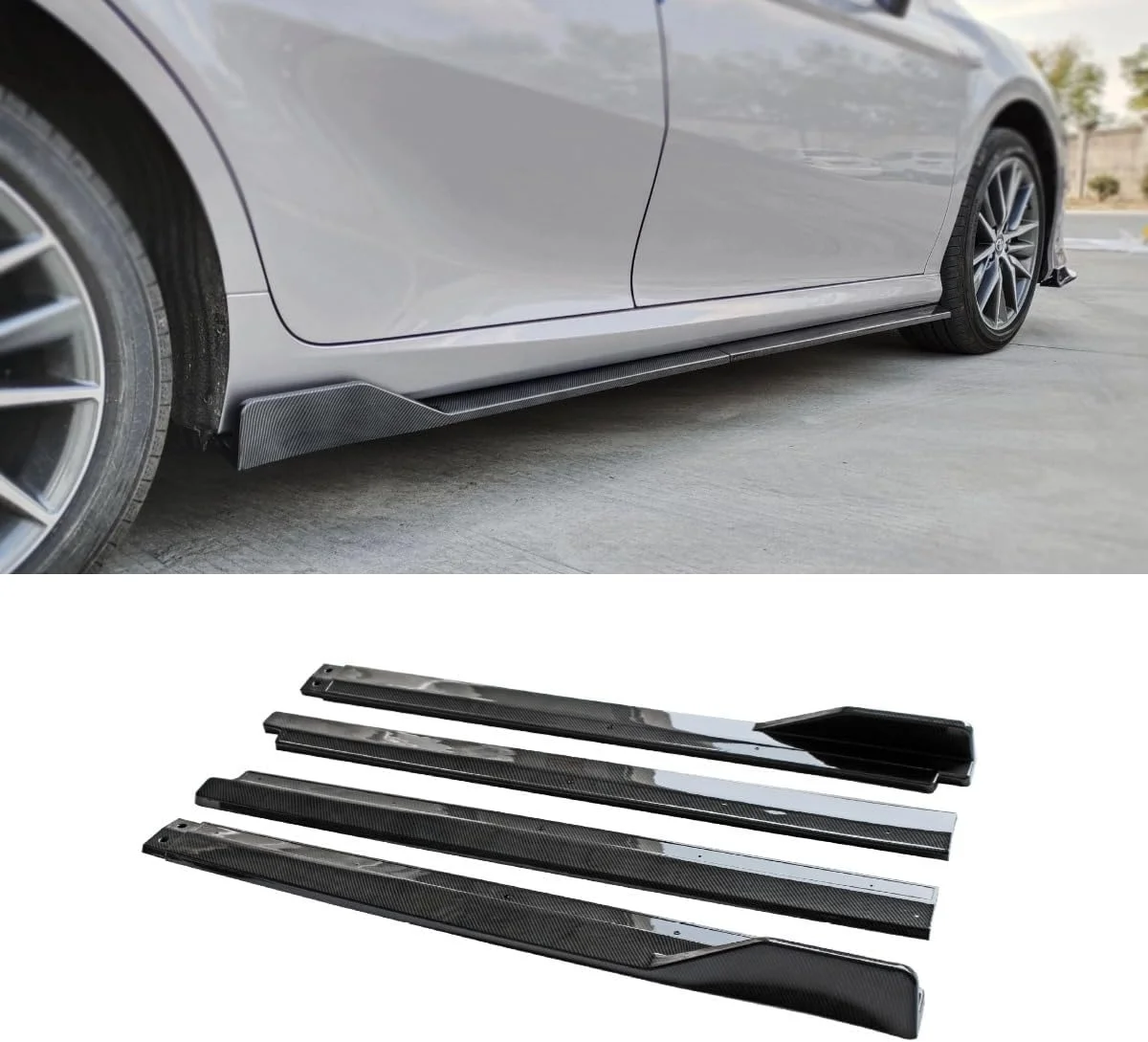 دیفیوزر اسپویلر لبه رکاب جانبی خودرو، محافظ رکاب جانبی سازگار با کمری 2018-2023 نسل هشتم، لوازم جانبی خودرو (مشکی براق)