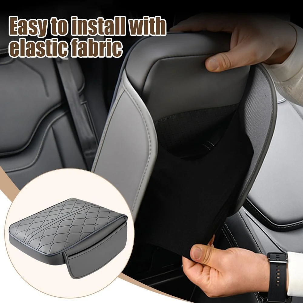 روکش ارتقا یافته کنسول وسط خودرو، روکش بالشتک زیر آرنج خودرو از جنس چرم میکروفیبر با 2 کیف نگهداری، جعبه نگهداری زیر آرنج خودرو جهانی، لوازم جانبی داخلی خودرو برای اکثر وسایل نقلیه (خاکستری)