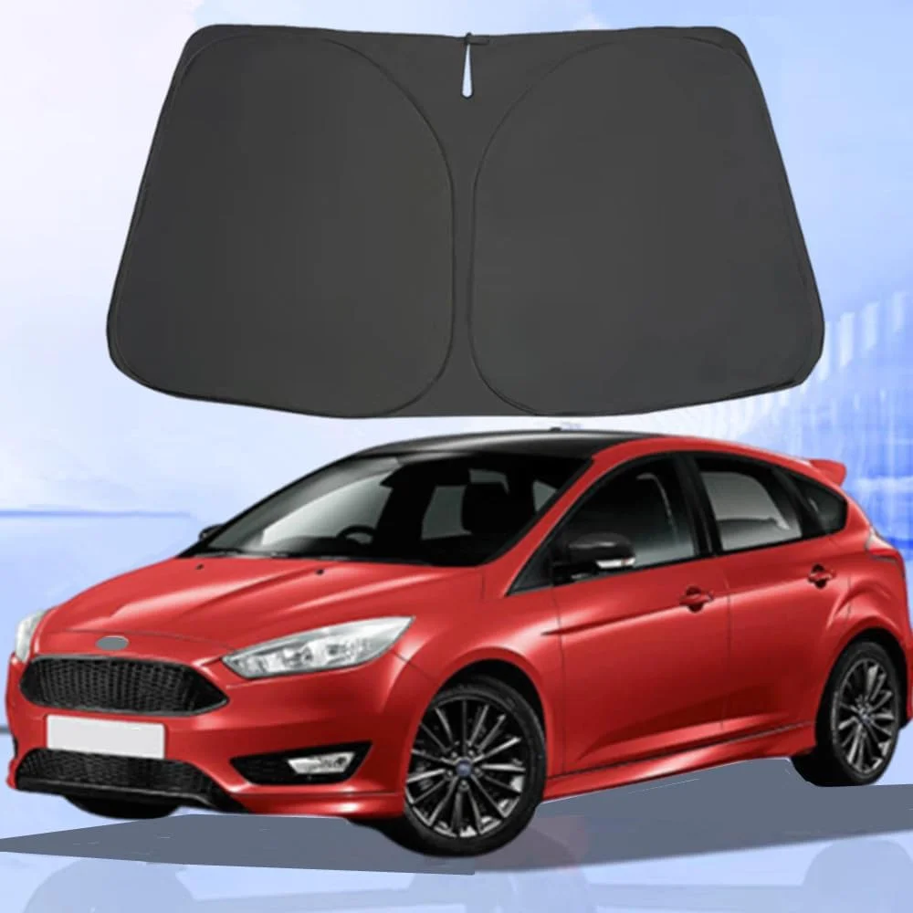 آفتابگیر شیشه جلو برای فورد فوکوس هاچبک ۲۰۱۲-۲۰۱۸، تاشو، لوازم جانبی سایه بان شیشه جلوی خودرو، محافظ آفتابگیر ۲۴۰T، پوشش بازتابنده، مسدود کننده اشعه ماوراء بنفش و گرمای خورشید