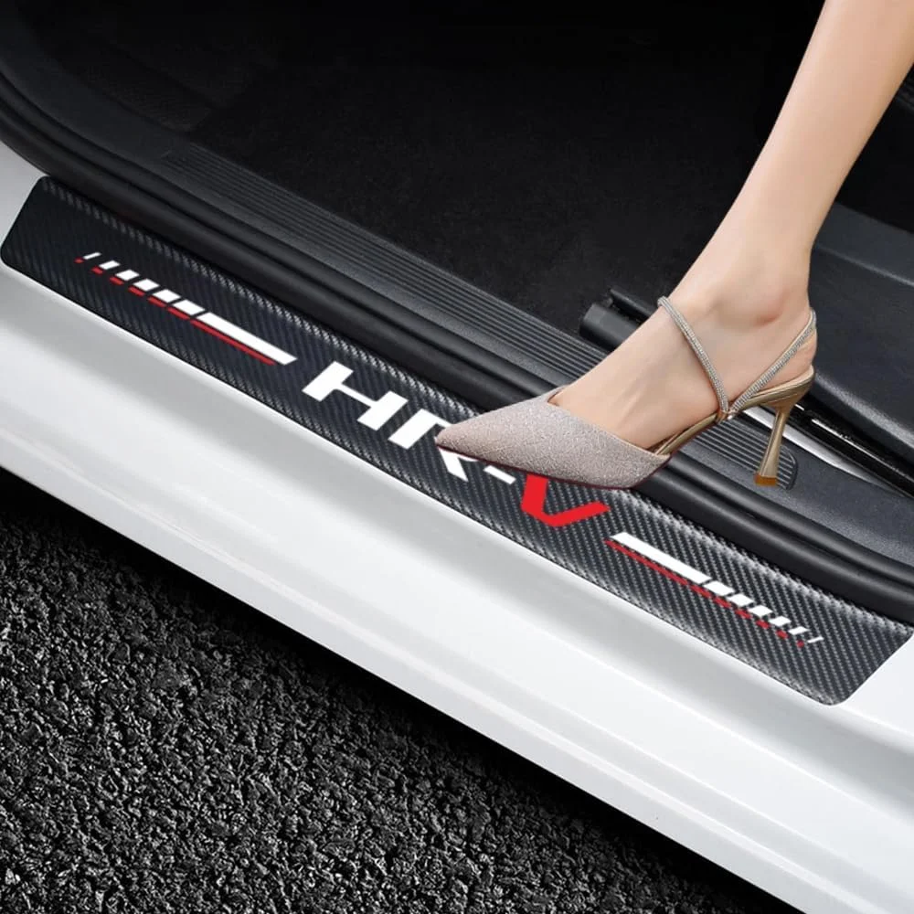 محافظ رکاب درب خودرو HUIANTS، بسته 4 عددی، مناسب لوازم جانبی HR-V - برچسب چرمی فیبر کربنی، صفحه ضد خش تزئینی برای خودرو SUV