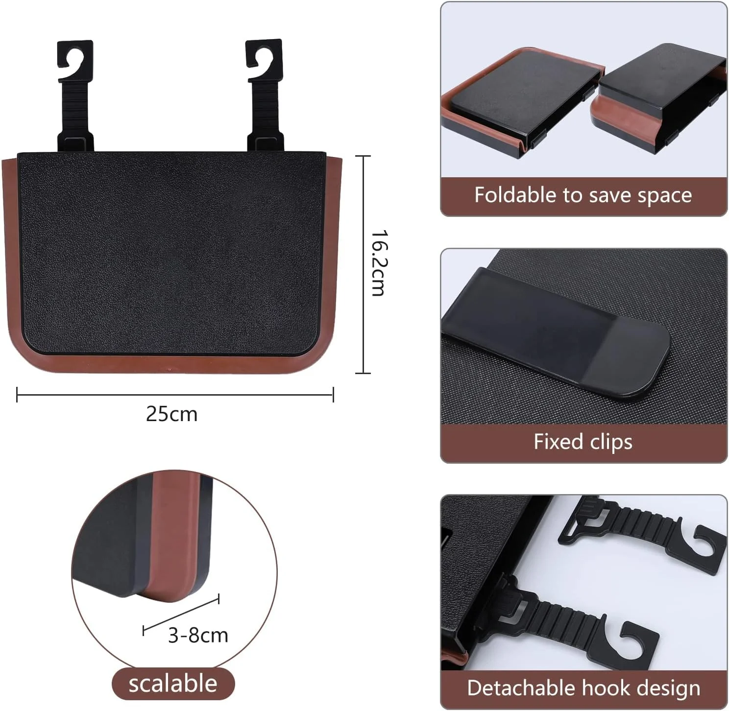 سطل زباله آویز ضد آب خودرو KASTWAVE، سطل زباله تاشو برای صندلی عقب خودرو، سطل زباله کوچک قابل حمل برای لوازم جانبی صندلی جلو و عقب (سفید)