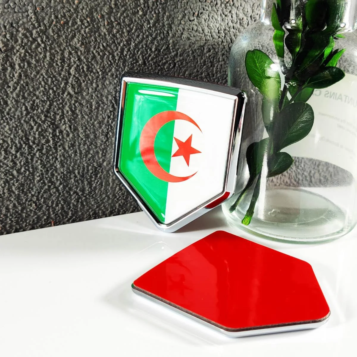 برچسب پرچم الجزایر Newperlite، نشان خودرو، لوازم تزئینی خودرو با پرچم الجزایر، سپر کرومی برای کامیون ها و خودروها، بسته 2 عددی