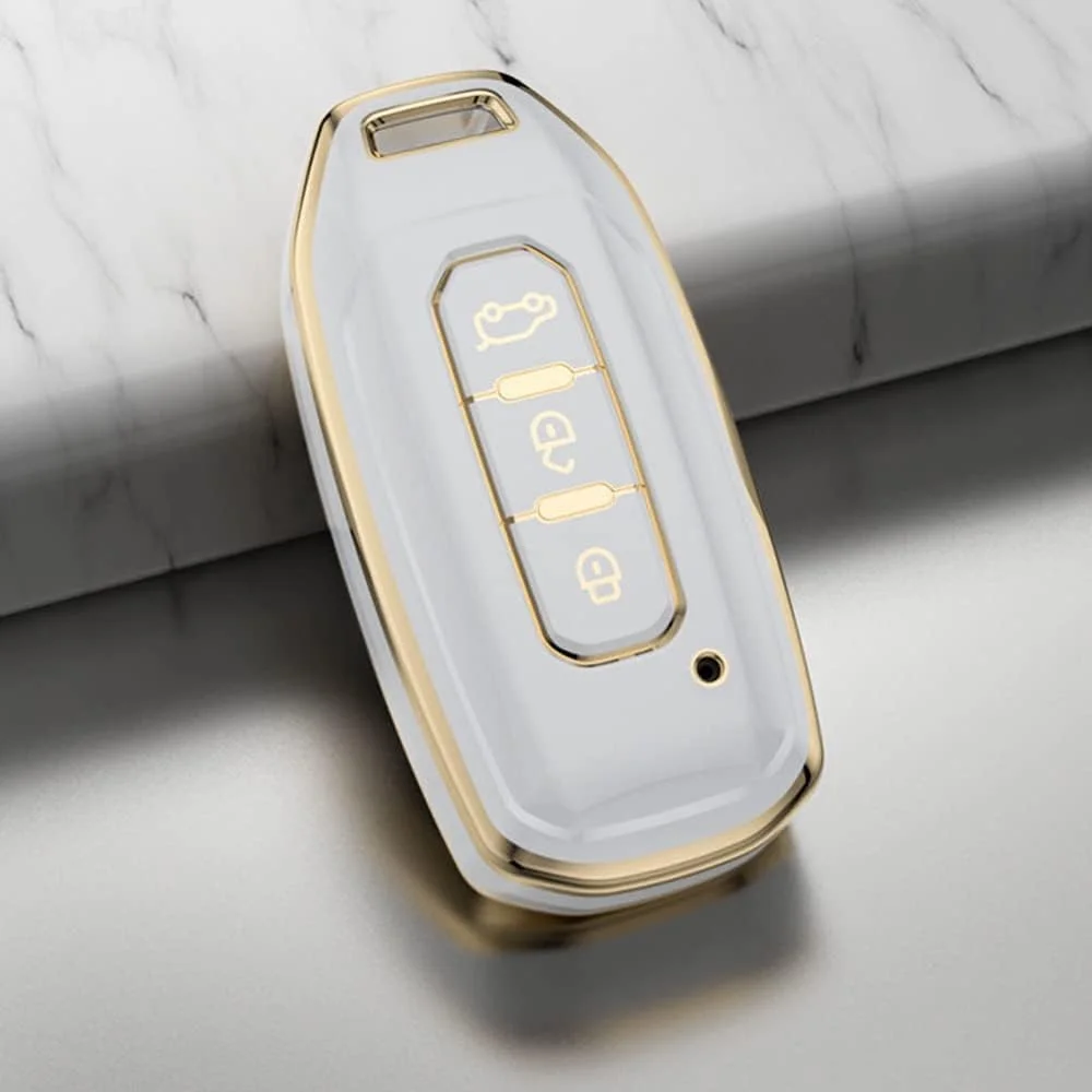 کاور محافظ ریموت خودرو کونیو مناسب برای فورد تورس، تریتوری، کوگا، جا کلیدی، کیف کلید TPU، لوازم جانبی خودرو، 3 دکمه، سفید