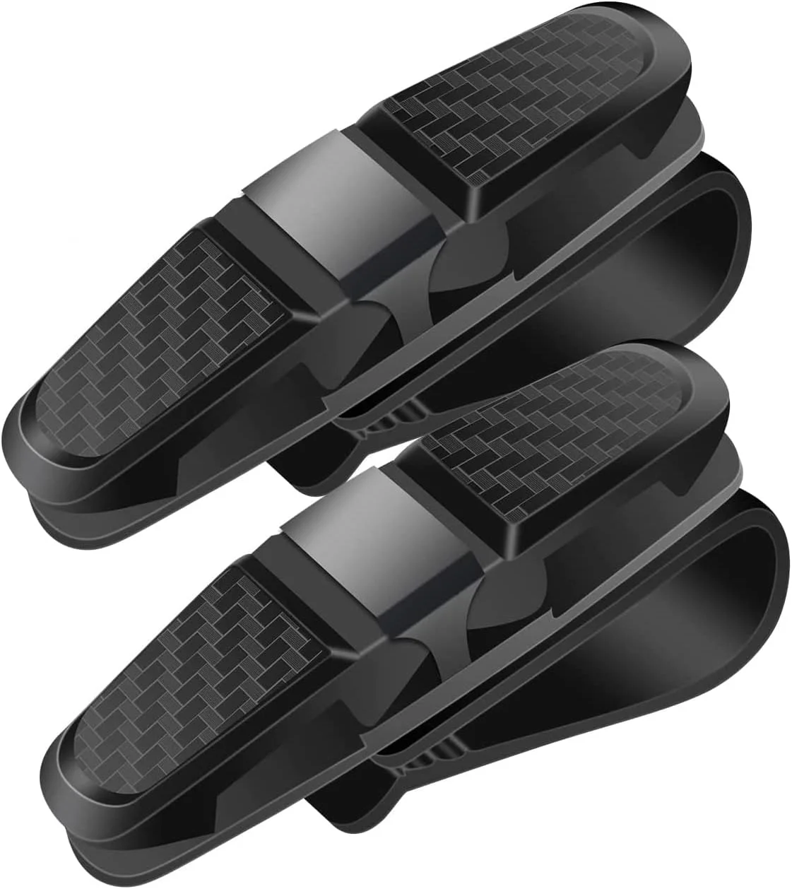 نگهدارنده عینک آفتابی خودرو Nnewvante، گیره عینک آفتابی جهانی خودرو، نگهدارنده عینک با گیره کارت بلیط دو طرفه، گیره چرخشی 180 درجه (مشکی کربنی)