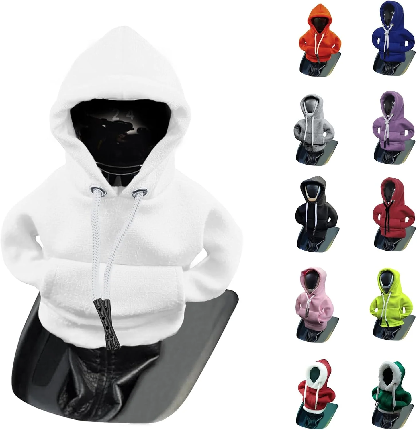 روکش دسته دنده طرح هودی، روکش دسته دنده خودرو، لوازم جانبی داخلی خودرو، روکش دنده با اندازه جهانی (سفید)