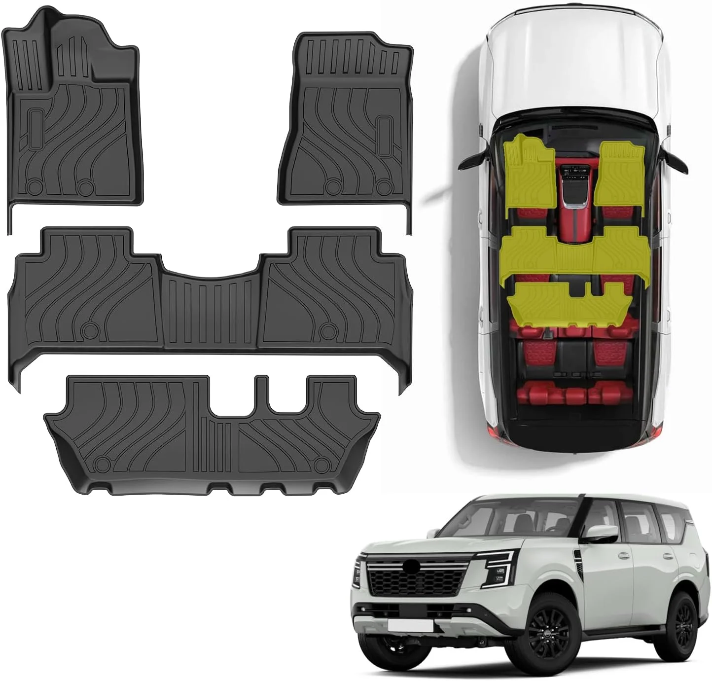 کفپوش خودرو مناسب برای نیسان پاترول Y63 مدل 2025-2026، جنس TPE، تک لایه، محافظت در برابر تمام شرایط آب و هوایی، ضد آب، ضد لک، لوازم جانبی داخلی پاترول Y63 مدل 2025