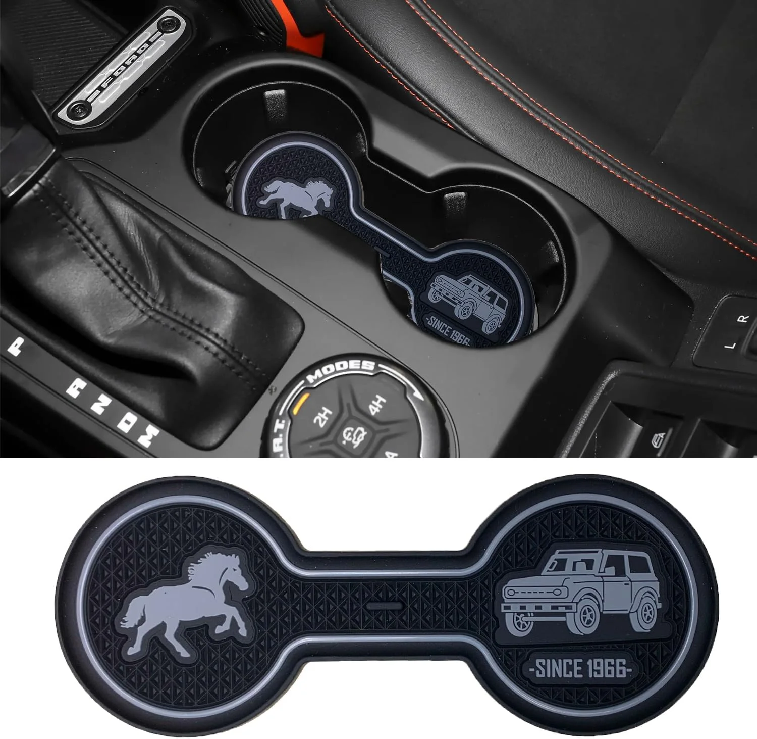 زیر لیوانی جالیوانی خودرو سفارشی برای فورد برونکو 2021 2022 2023 2024 2025، روکش سیلیکونی فرورفته لوازم جانبی داخلی (خاکستری)