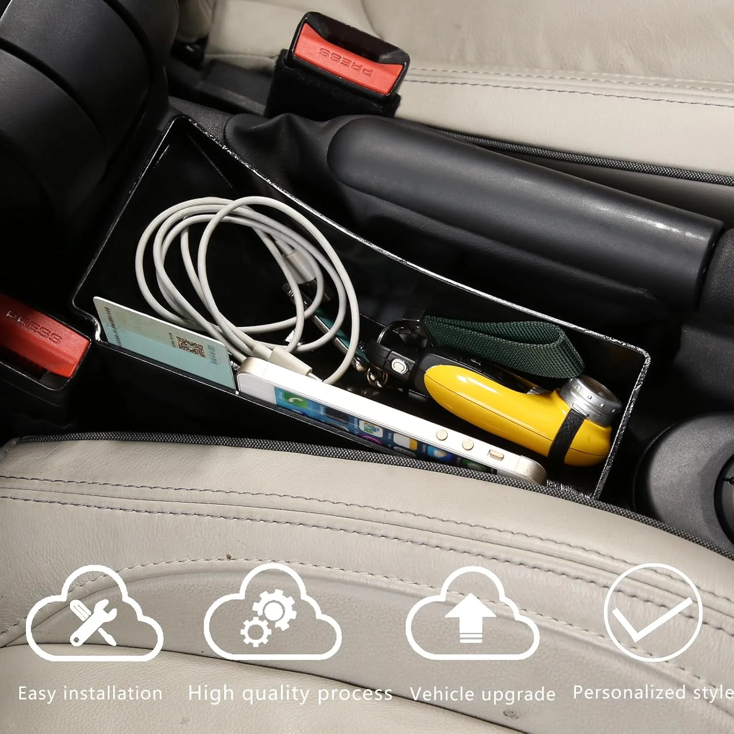 باکس ذخیره سازی کنترل مرکزی خودرو هپی هورس سازگار با بی ام و مینی کوپر کوپر اس JCW F55 F56 F57 2014-2022 لوازم جانبی سینی باکس ذخیره سازی عقب دنده کنترل مرکزی خودرو