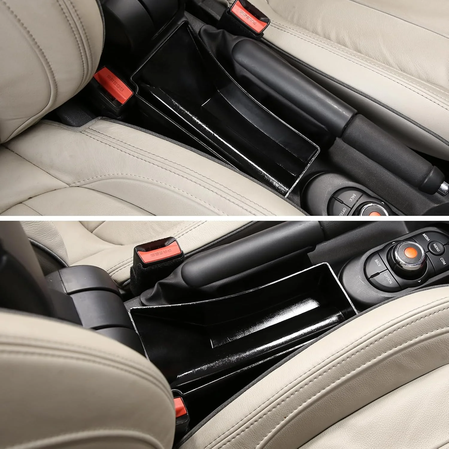 باکس ذخیره سازی کنترل مرکزی خودرو هپی هورس سازگار با بی ام و مینی کوپر کوپر اس JCW F55 F56 F57 2014-2022 لوازم جانبی سینی باکس ذخیره سازی عقب دنده کنترل مرکزی خودرو