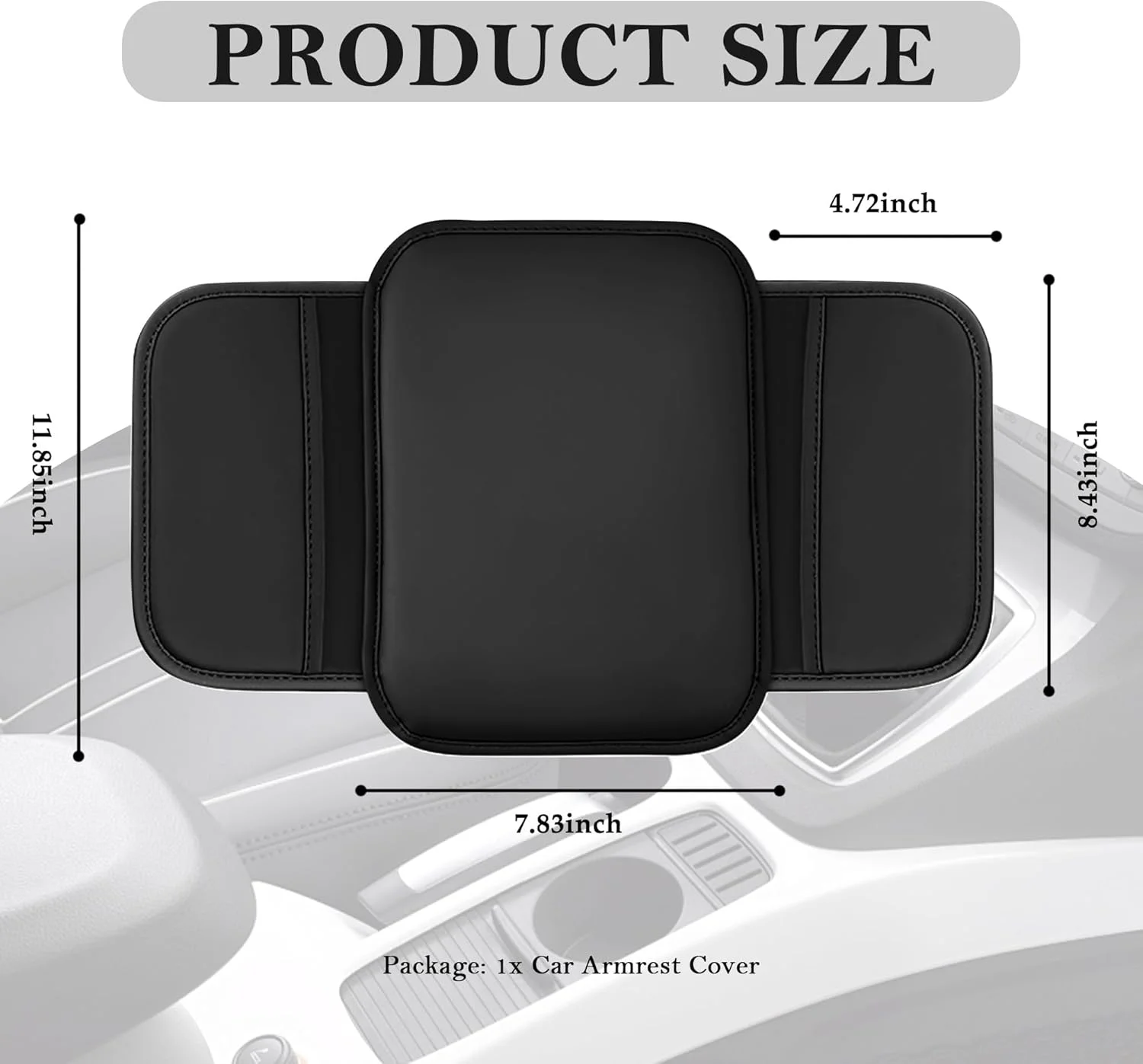 محافظ کنسول وسط خودرو آزونی با جیب بزرگ، پد چرمی بزرگ شده تکیه گاه دست، سازمان دهنده ضد خش خودرو برای جعبه تکیه گاه دست، لوازم جانبی داخلی خودرو برای شاسی بلند سدان کامیون (مشکی)