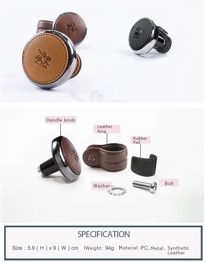 دستگیره فرمان چرخشی چرمی مشکی APROFAMILY BLACKSUIT - دسته با کیفیت و لوکس (قهوه ای نارنجی)