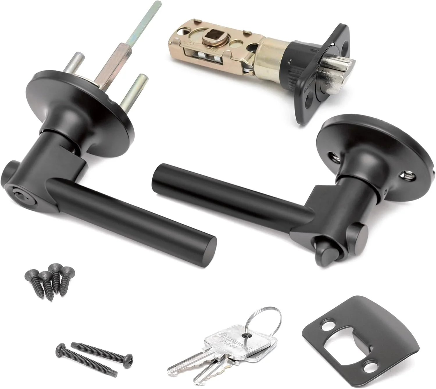 دستگیره درب داخلی Honeywell Safes & Door Locks - دستگیره اهرمی درب با طراحی برگشت پذیر، مشکی مات، عملکرد ورود کلیدی، دستگیره های درب با نصب آسان برای خانه و دفتر - 8108608 دستگیره درب داخلی Honeywell Safes & Door Locks - دستگیره اهرمی درب با طراحی برگشت پذیر، مشکی مات، عملکرد ورود کلیدی، دستگیره های درب با نصب آسان برای خانه و دفتر - 8108608