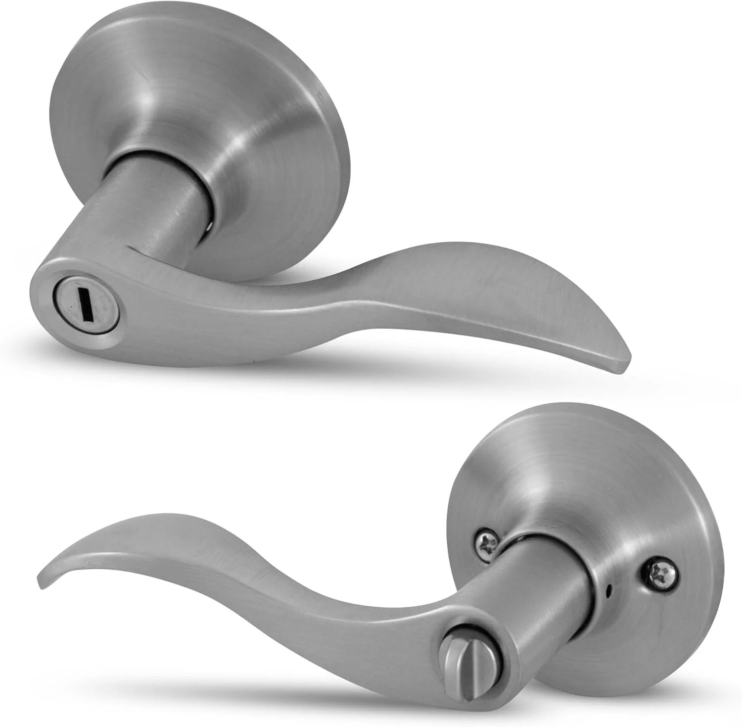 دستگیره اهرمی حریم خصوصی Honeywell Safes & Door Locks - دستگیره درب اتاق خواب و حمام داخلی - برگشت پذیر برای درب های سمت راست و چپ - 6.88 اینچ طول x 2.75 اینچ عرض - نیکل ساتن - 8106302