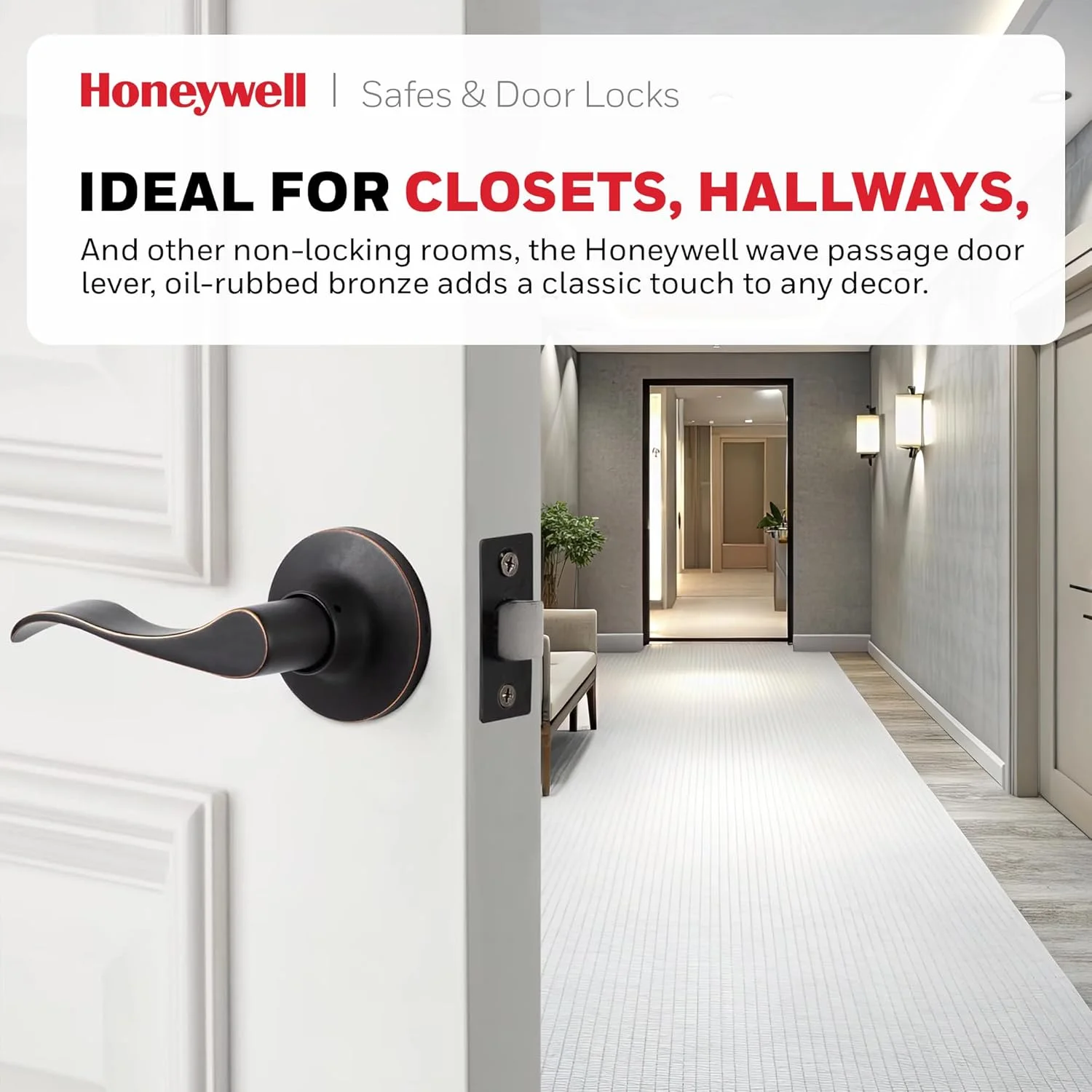 دستگیره اهرمی موجی هانیول - دستگیره درب اهرمی با فضای داخلی بدون قفل - دستگیره درب ورودی مناسب برای کمدها و راهروها - 17.47 سانتی متر طول x 6.98 سانتی متر عرض - برنز روغنی - 8106403 دستگیره اهرمی موجی هانیول - دستگیره درب اهرمی با فضای داخلی بدون قفل - دستگیره درب ورودی مناسب برای کمدها و راهروها - 17.47 سانتی متر طول x 6.98 سانتی متر عرض - برنز روغنی - 8106403