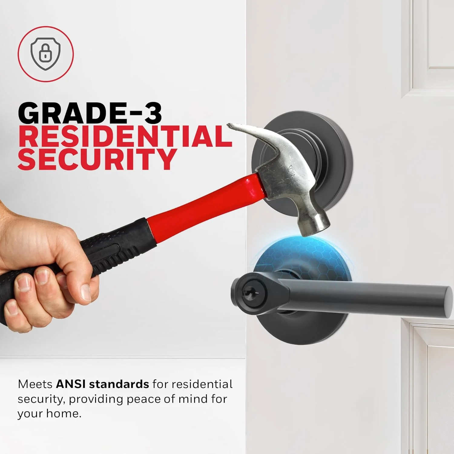 دستگیره درب داخلی Honeywell Safes & Door Locks – دستگیره اهرمی درب و قفل زبانه ای ترکیبی، روکش مشکی مات، نصب آسان برای خانه و دفتر - 8108638 دستگیره درب داخلی Honeywell Safes & Door Locks – دستگیره اهرمی درب و قفل زبانه ای ترکیبی، روکش مشکی مات، نصب آسان برای خانه و دفتر - 8108638