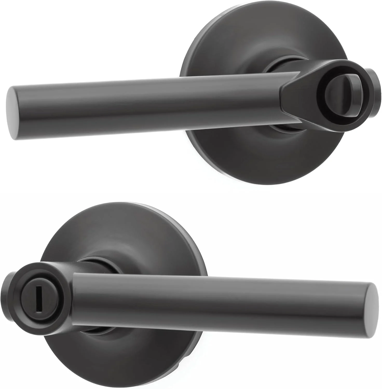 دستگیره درب داخلی Honeywell Safes & Door Locks – دستگیره اهرمی درب با طراحی برگشت پذیر، مشکی مات، عملکرد حریم خصوصی، دستگیره های درب با نصب آسان برای خانه و دفتر - 8108618