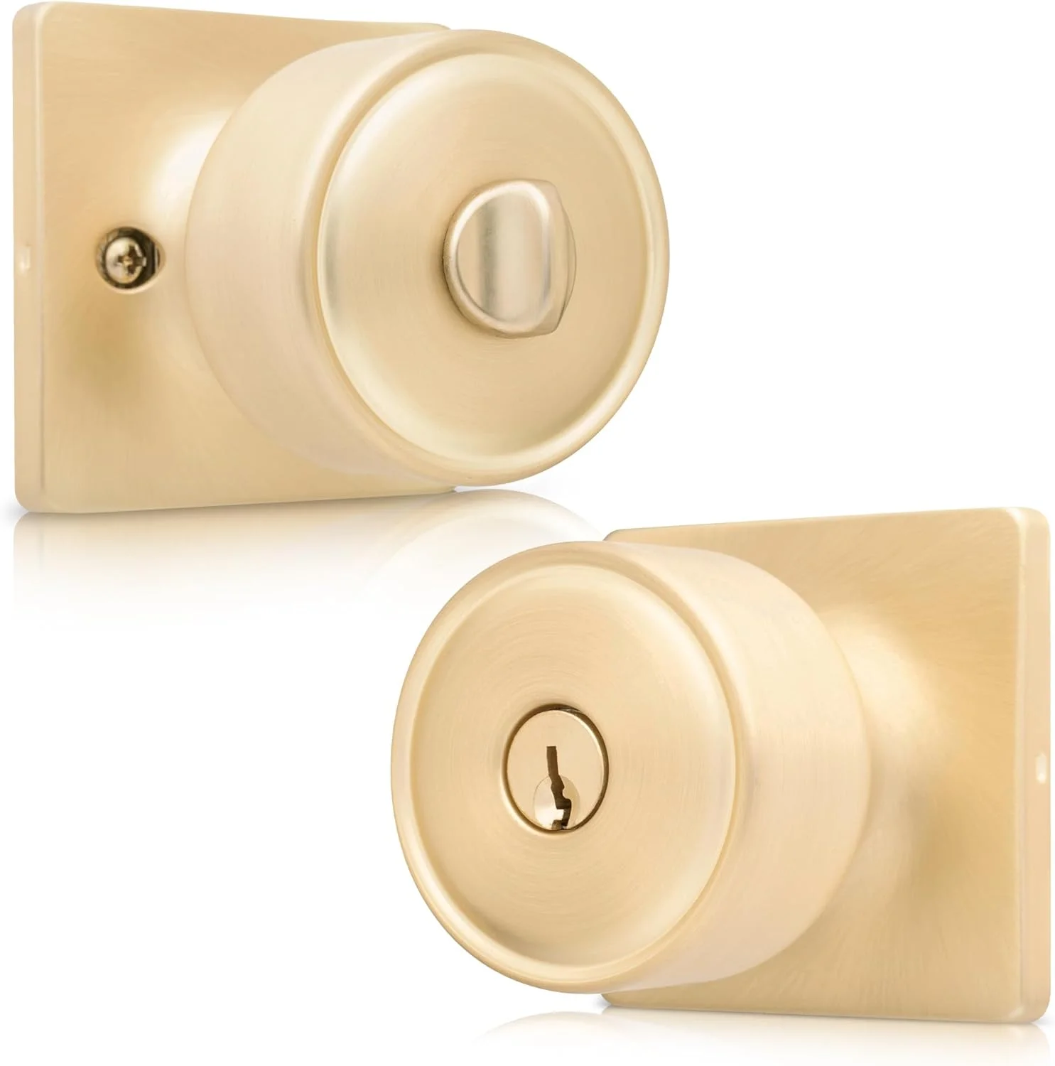 دستگیره درب و قفل هانیول - دستگیره درب با قفل، طلایی مات، ورودی کلیدی - قفل درب برای درب ورودی، اتاق خواب و استفاده داخلی - دستگیره درب داخلی برای خانه ها و دفاتر - 8103604