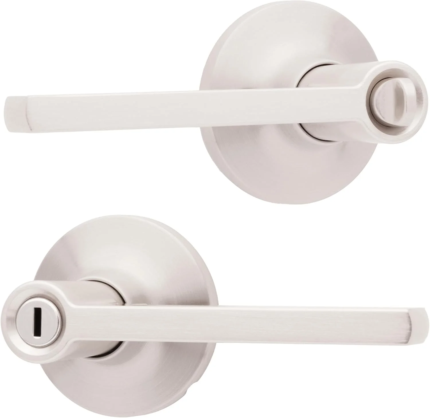 دستگیره درب داخلی Honeywell Safes & Door Locks - دستگیره اهرمی درب با طراحی برگشت پذیر، نیکل ساتن، عملکرد حریم خصوصی، دستگیره های درب با نصب آسان برای خانه و دفتر - 8108610