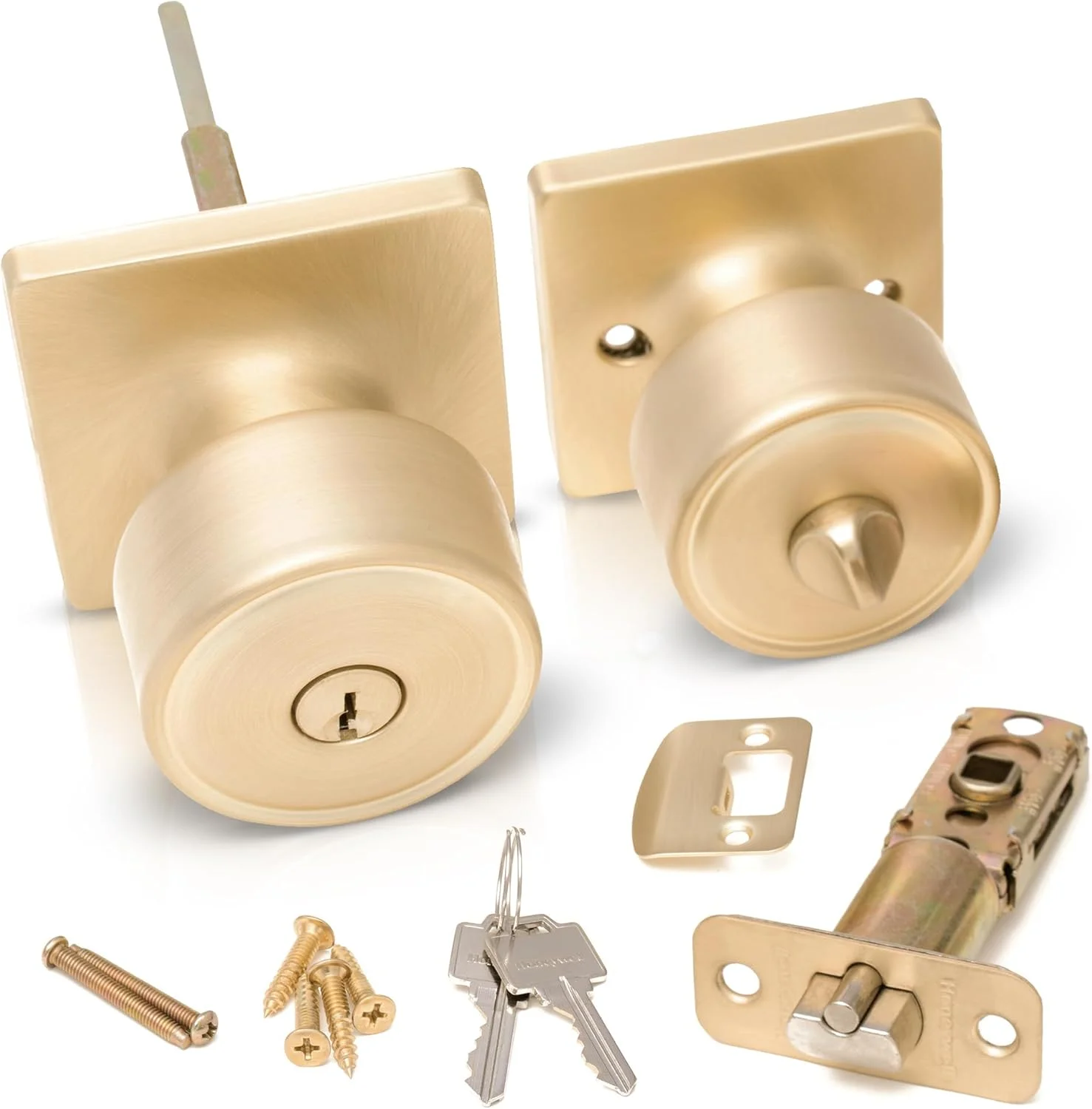 دستگیره درب و قفل هانیول - دستگیره درب با قفل، طلایی مات، ورودی کلیدی - قفل درب برای درب ورودی، اتاق خواب و استفاده داخلی - دستگیره درب داخلی برای خانه ها و دفاتر - 8103604 دستگیره درب و قفل هانیول - دستگیره درب با قفل، طلایی مات، ورودی کلیدی - قفل درب برای درب ورودی، اتاق خواب و استفاده داخلی - دستگیره درب داخلی برای خانه ها و دفاتر - 8103604