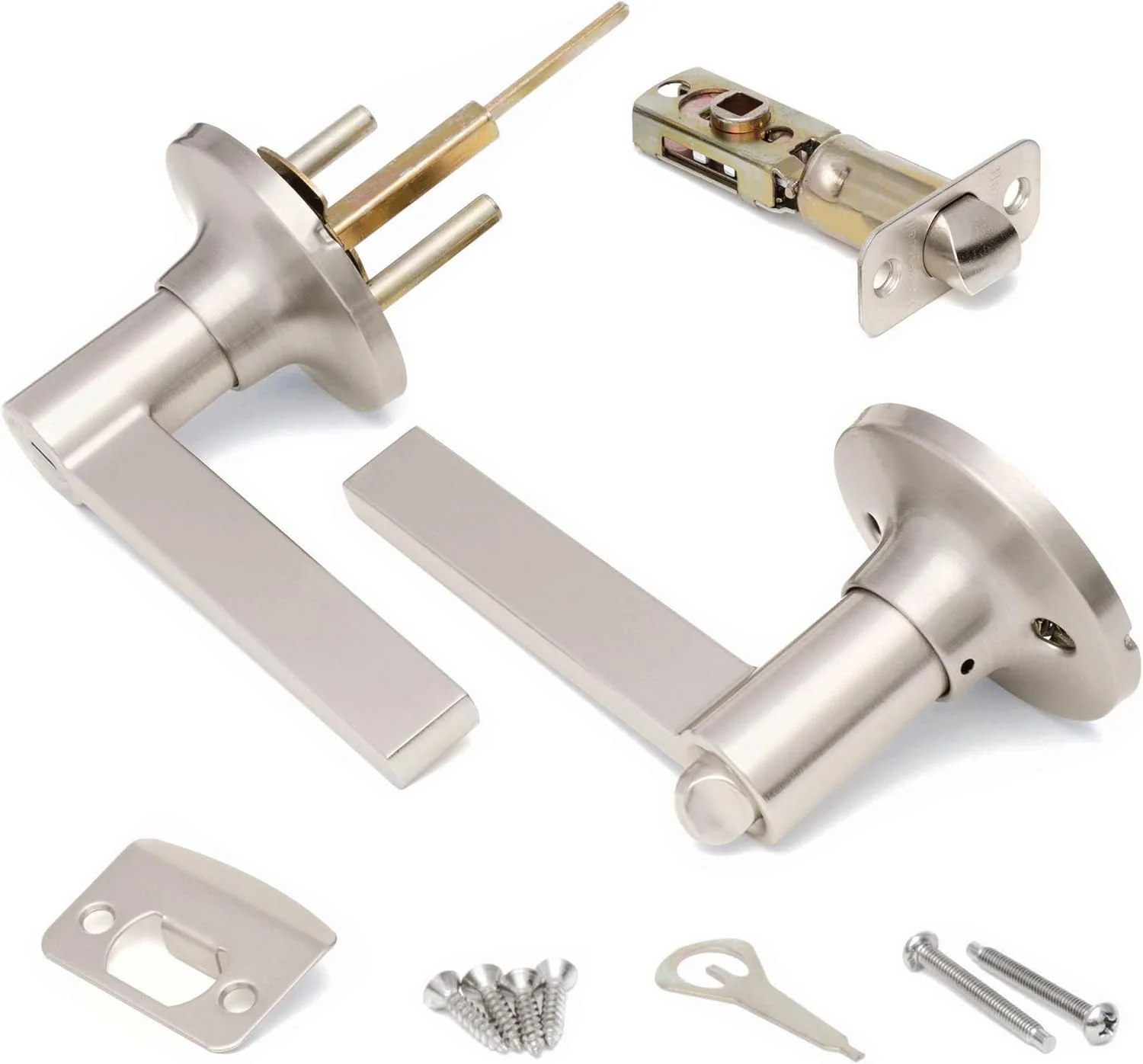 دستگیره درب داخلی Honeywell Safes & Door Locks - دستگیره اهرمی درب با طراحی برگشت پذیر، نیکل ساتن، عملکرد حریم خصوصی، دستگیره های درب با نصب آسان برای خانه و دفتر - 8108610 دستگیره درب داخلی Honeywell Safes & Door Locks - دستگیره اهرمی درب با طراحی برگشت پذیر، نیکل ساتن، عملکرد حریم خصوصی، دستگیره های درب با نصب آسان برای خانه و دفتر - 8108610