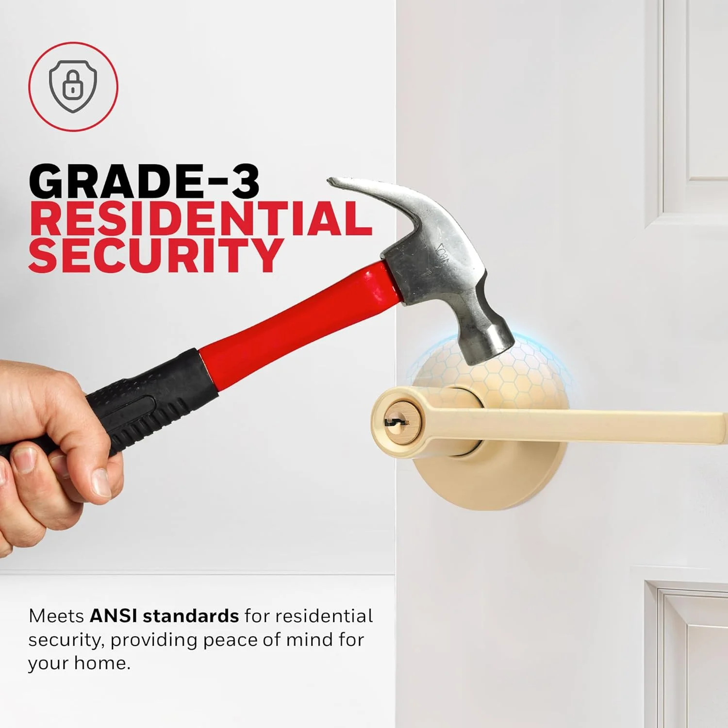 دستگیره درب داخلی Honeywell Safes & Door Locks – دستگیره اهرمی درب با طراحی برگشت پذیر، طلایی برس خورده، عملکرد ورود کلیدی، دستگیره های درب با نصب آسان برای خانه و دفتر - 8108604 دستگیره درب داخلی Honeywell Safes & Door Locks – دستگیره اهرمی درب با طراحی برگشت پذیر، طلایی برس خورده، عملکرد ورود کلیدی، دستگیره های درب با نصب آسان برای خانه و دفتر - 8108604