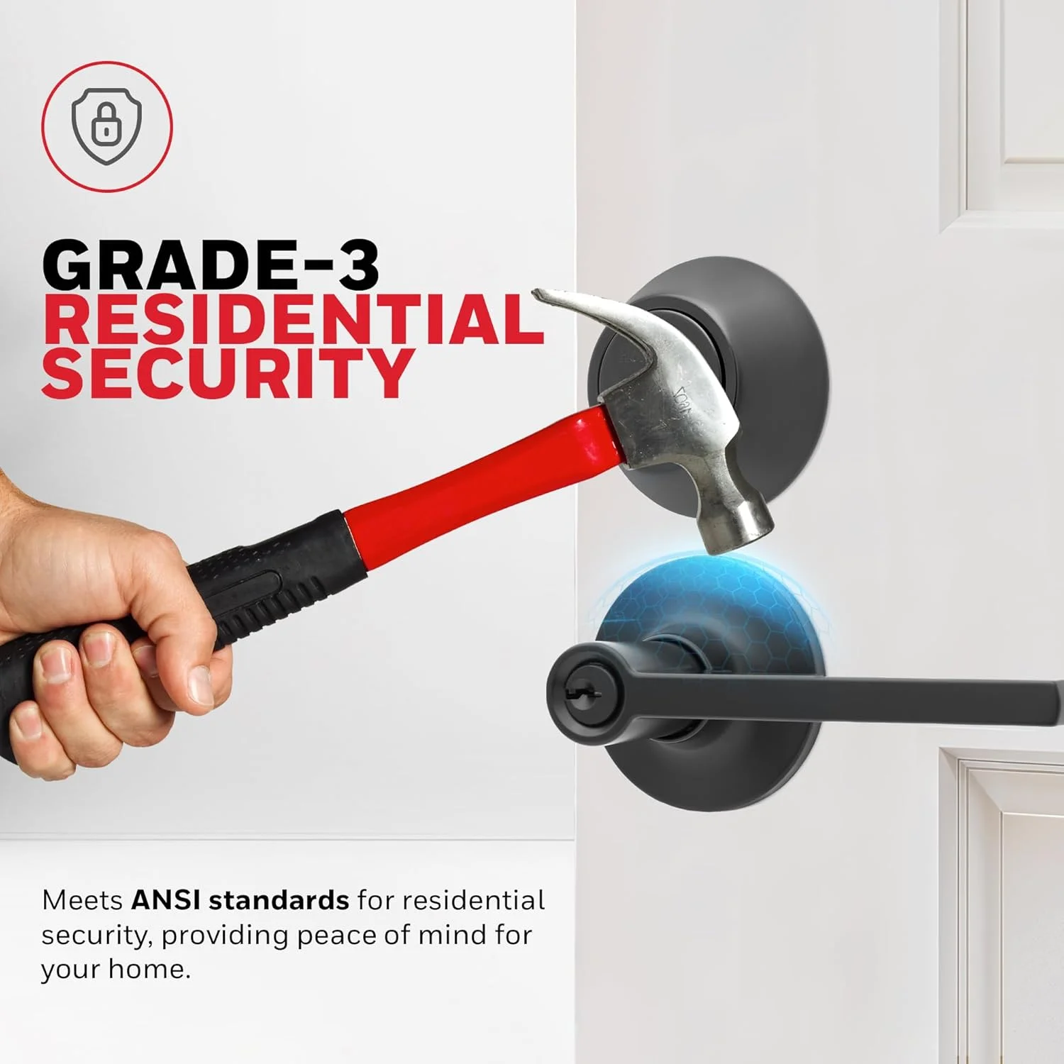 دستگیره درب داخلی هانیول - دستگیره اهرمی درب و قفل زبانه دار ترکیبی، روکش مشکی مات، دستگیره های درب با نصب آسان برای خانه و دفتر - 8108632 دستگیره درب داخلی هانیول - دستگیره اهرمی درب و قفل زبانه دار ترکیبی، روکش مشکی مات، دستگیره های درب با نصب آسان برای خانه و دفتر - 8108632