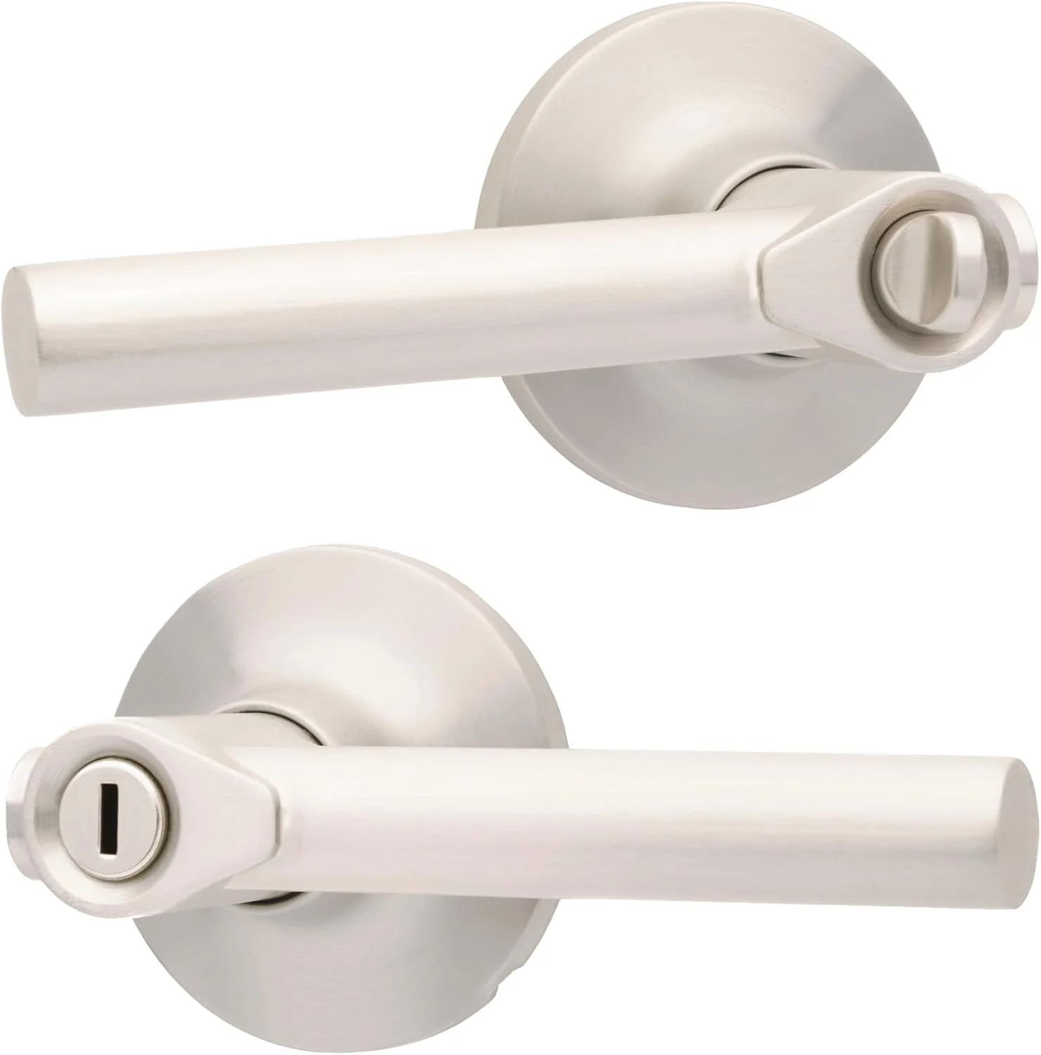 دستگیره درب داخلی Honeywell Safes & Door Locks - دستگیره اهرمی درب با طراحی برگشت پذیر، نیکل ساتن، عملکرد حریم خصوصی، دستگیره های درب با نصب آسان برای خانه و دفتر - 8108616