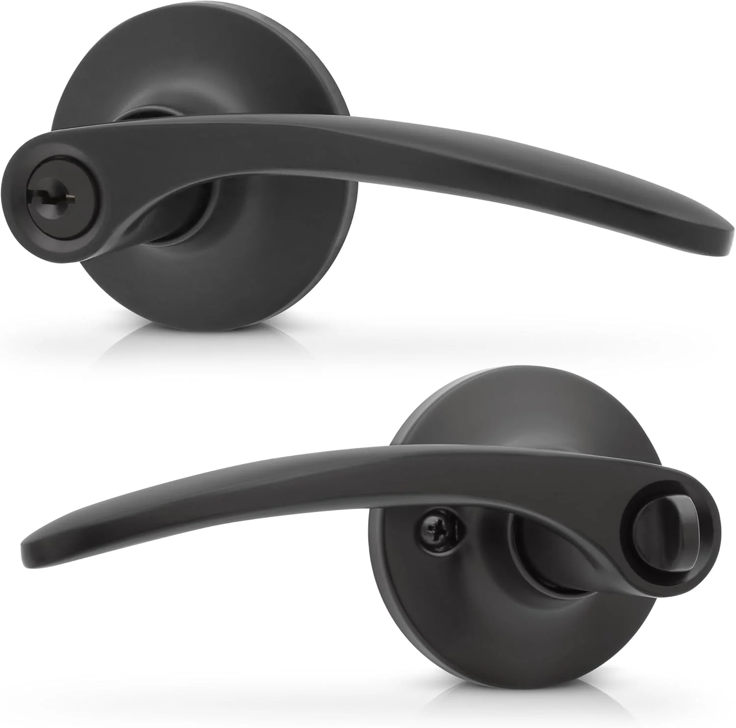 دستگیره درب داخلی هانیول - دستگیره اهرمی با طراحی برگشت پذیر، مشکی مات، عملکرد ورود کلید دار، نصب آسان برای خانه و دفتر - 8108700