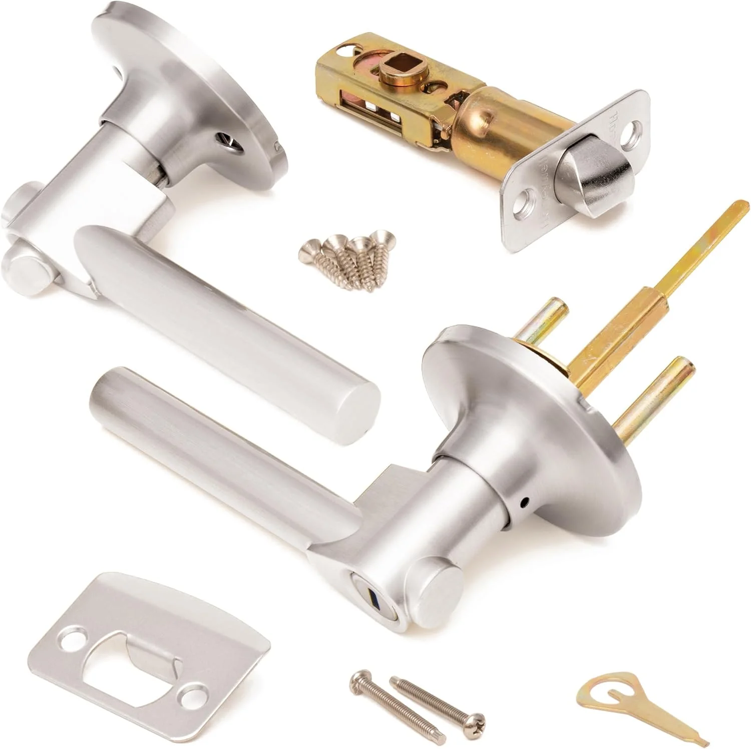 دستگیره درب داخلی Honeywell Safes & Door Locks - دستگیره اهرمی درب با طراحی برگشت پذیر، نیکل ساتن، عملکرد حریم خصوصی، دستگیره های درب با نصب آسان برای خانه و دفتر - 8108616 دستگیره درب داخلی Honeywell Safes & Door Locks - دستگیره اهرمی درب با طراحی برگشت پذیر، نیکل ساتن، عملکرد حریم خصوصی، دستگیره های درب با نصب آسان برای خانه و دفتر - 8108616