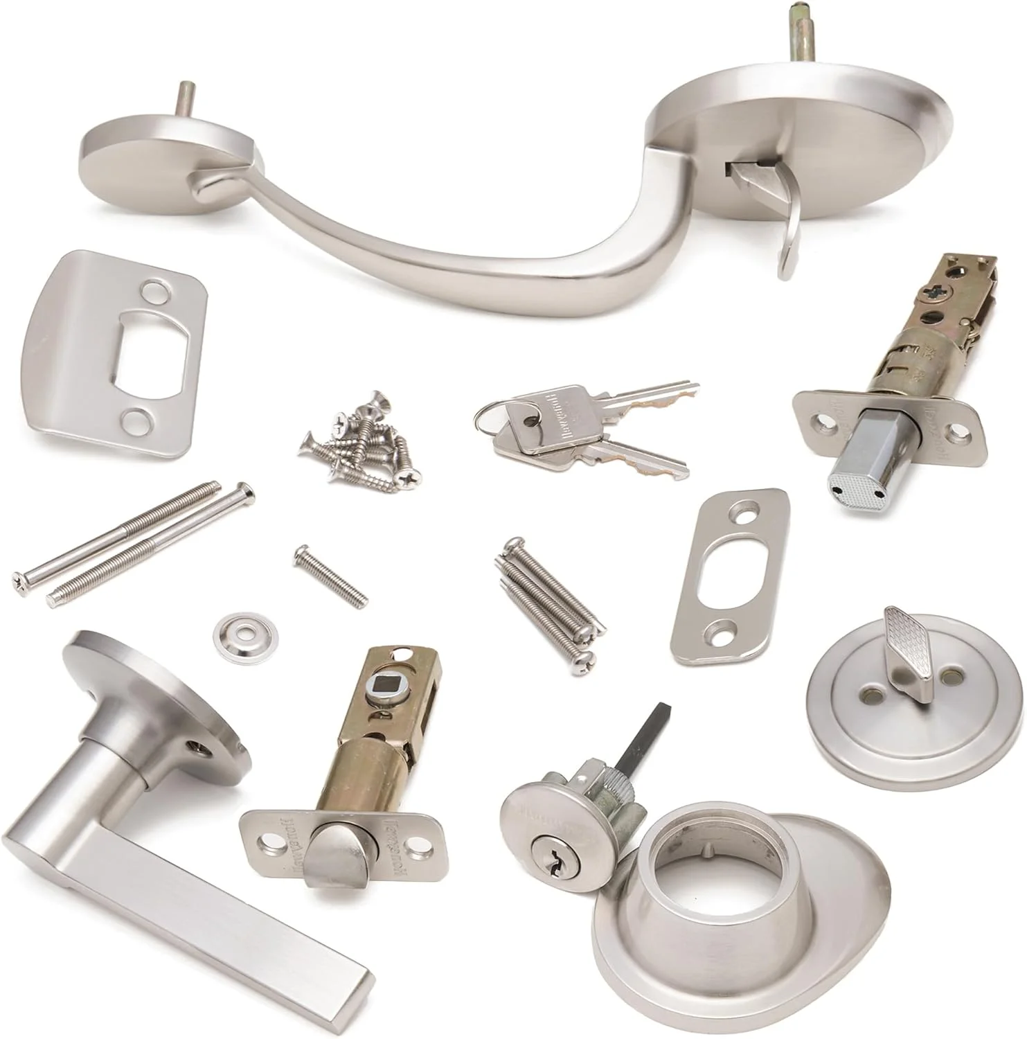 دستگیره ورودی درب هانیول با قفل تک سیلندر - دستگیره شیک و ایمن با اهرم منحنی برای درب های داخلی و خارجی - 8108642 دستگیره ورودی درب هانیول با قفل تک سیلندر - دستگیره شیک و ایمن با اهرم منحنی برای درب های داخلی و خارجی - 8108642