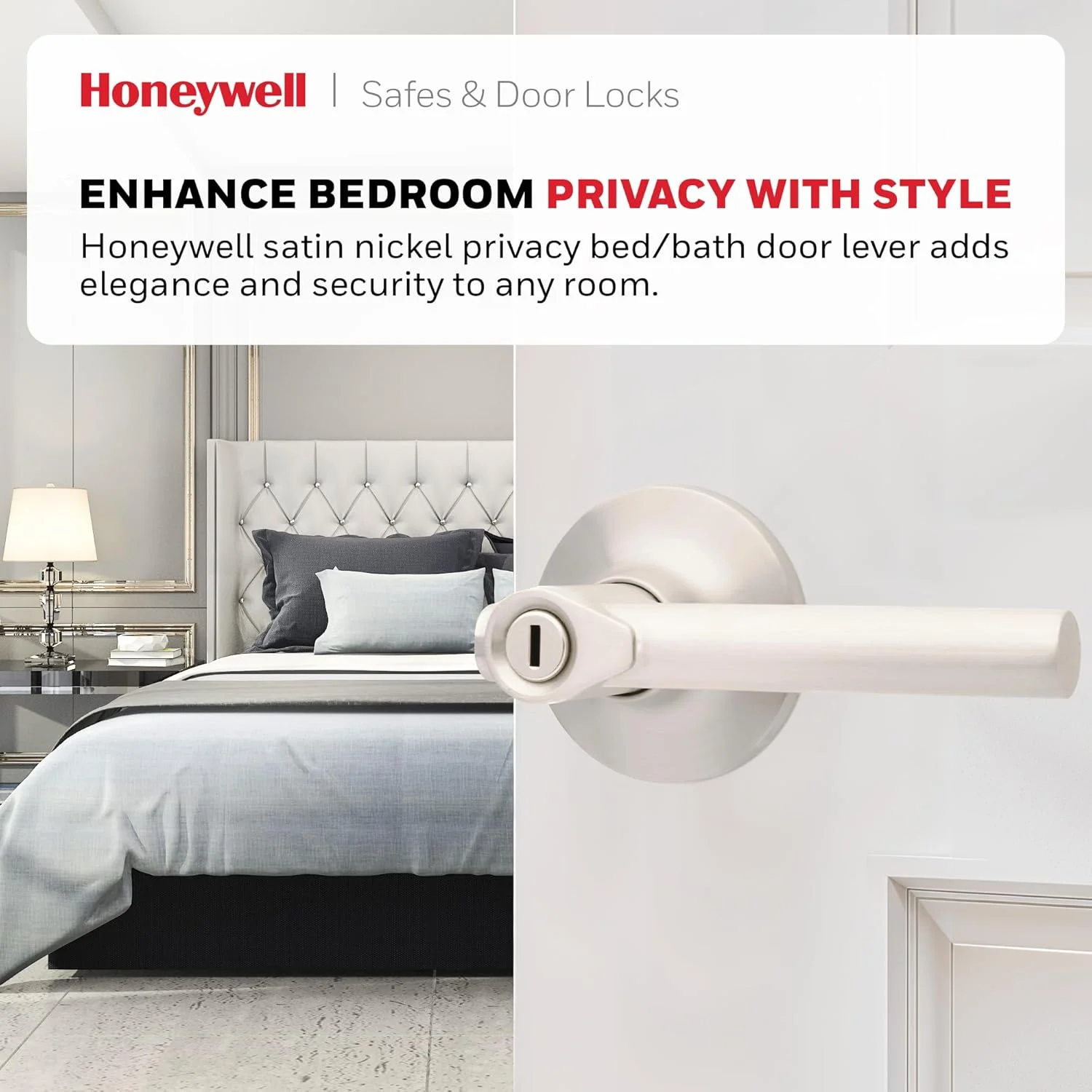 دستگیره درب داخلی Honeywell Safes & Door Locks - دستگیره اهرمی درب با طراحی برگشت پذیر، نیکل ساتن، عملکرد حریم خصوصی، دستگیره های درب با نصب آسان برای خانه و دفتر - 8108616 دستگیره درب داخلی Honeywell Safes & Door Locks - دستگیره اهرمی درب با طراحی برگشت پذیر، نیکل ساتن، عملکرد حریم خصوصی، دستگیره های درب با نصب آسان برای خانه و دفتر - 8108616