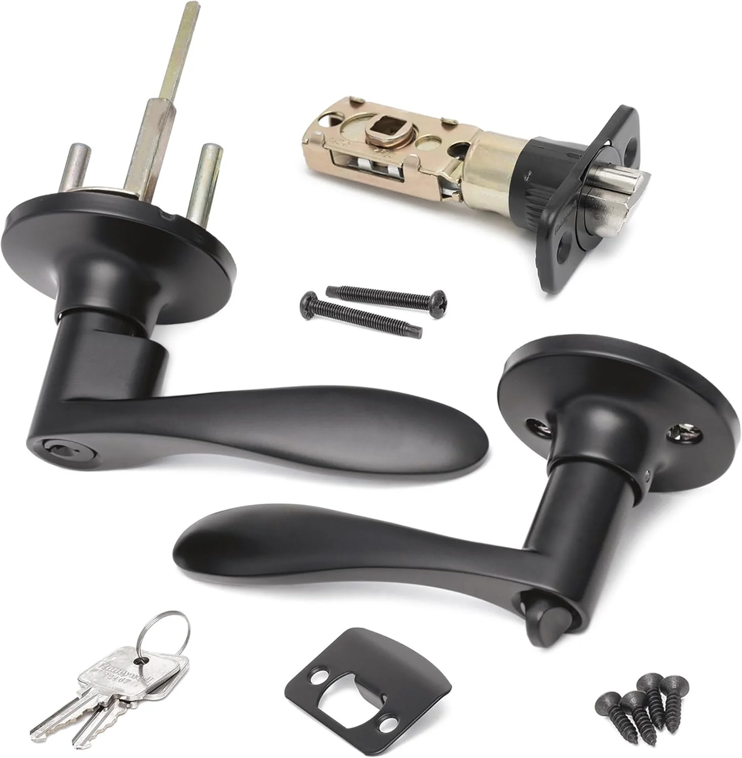 دستگیره درب داخلی هانیول - دستگیره اهرمی با طراحی برگشت پذیر، مشکی مات، عملکرد ورود کلید دار، نصب آسان برای خانه و دفتر - 8108700 دستگیره درب داخلی هانیول - دستگیره اهرمی با طراحی برگشت پذیر، مشکی مات، عملکرد ورود کلید دار، نصب آسان برای خانه و دفتر - 8108700