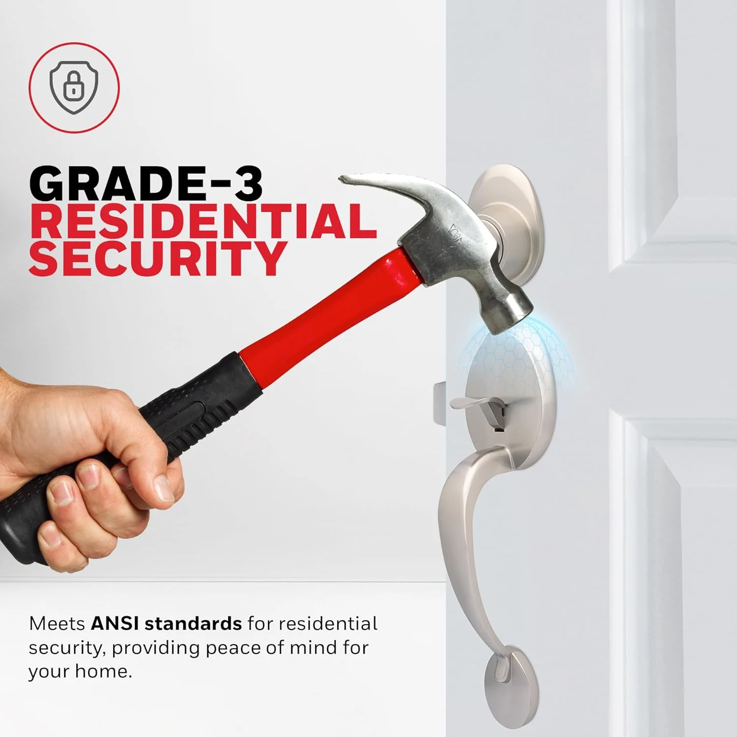 دستگیره ورودی درب هانیول با قفل تک سیلندر - دستگیره شیک و ایمن با اهرم منحنی برای درب های داخلی و خارجی - 8108642 دستگیره ورودی درب هانیول با قفل تک سیلندر - دستگیره شیک و ایمن با اهرم منحنی برای درب های داخلی و خارجی - 8108642