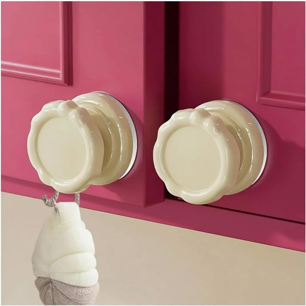 دستگیره های درب با مکنده قابل جابجایی | دستگیره های درب کشویی شیشه ای بدون نیاز به سوراخکاری و قلاب های مکنده چند منظوره | چسبندگی قوی برای استفاده در حمام، آشپزخانه، کابینت، آینه | سفید (2 عدد، بزرگ)