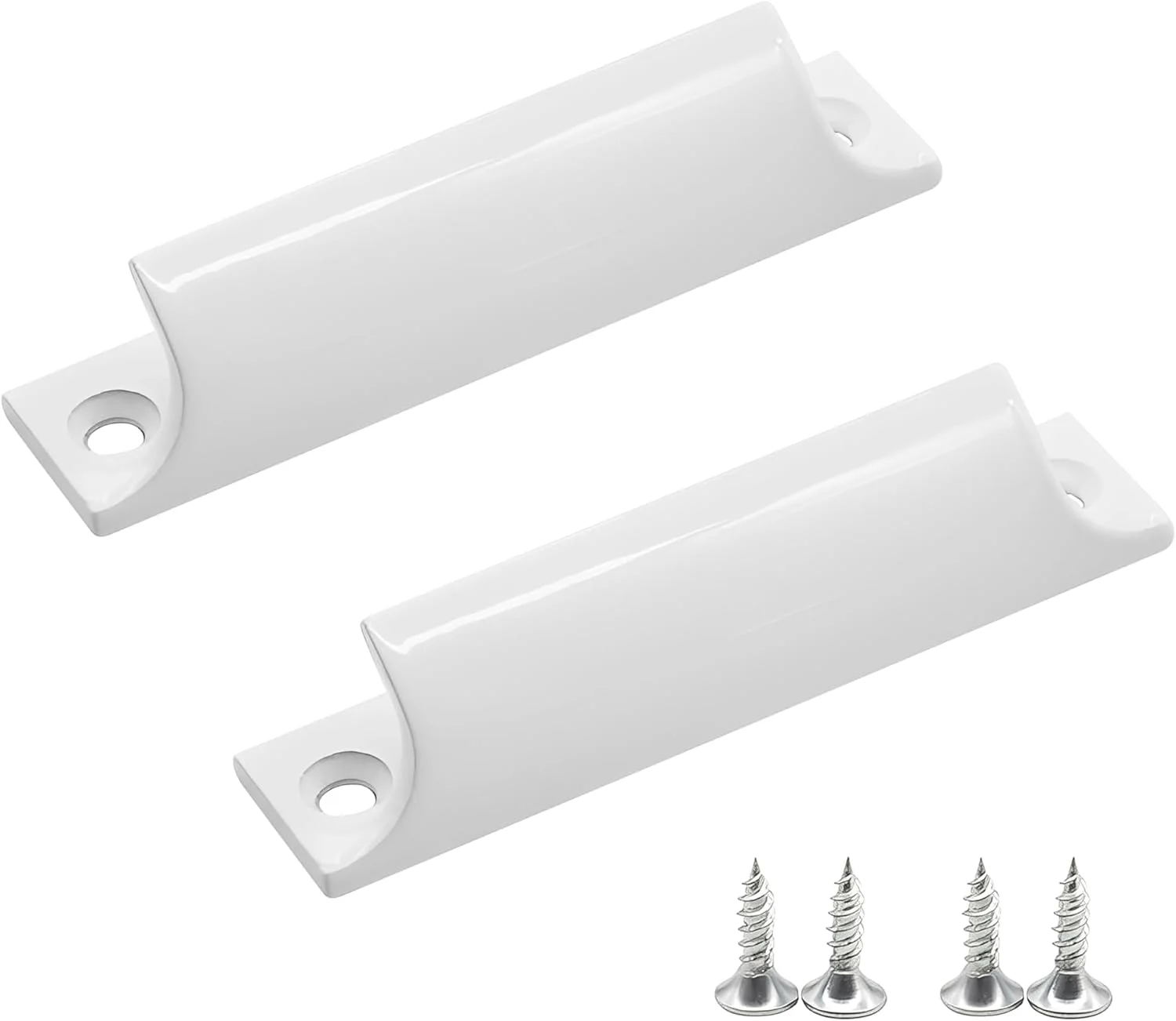 2 عدد دستگیره درب آلیاژ آلومینیوم، دستگیره های کششی فلزی مدرن سفید برای بالکن، پنجره ها و درب های داخلی، طراحی شیک و بادوام، نصب آسان، ایده آل برای استفاده در منزل و محل کار