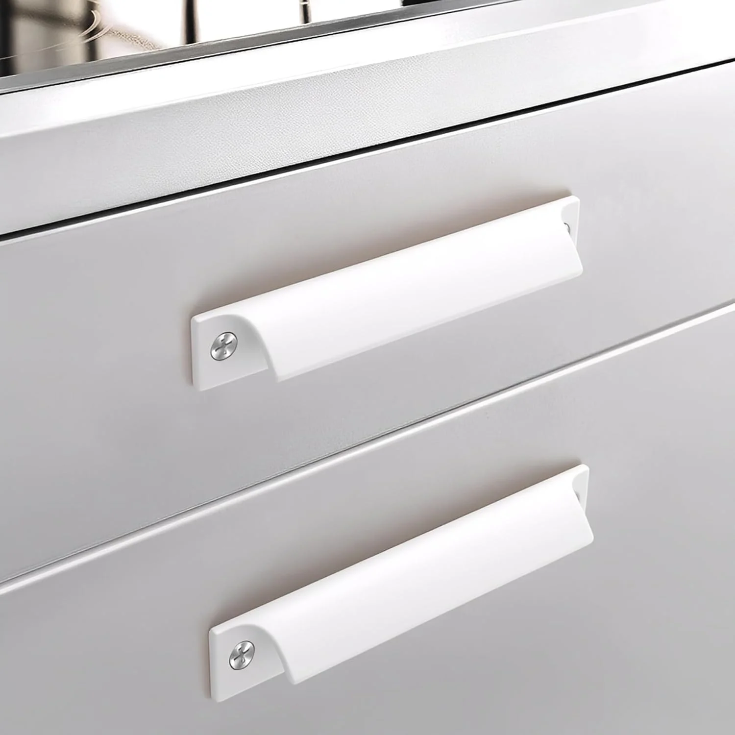 2 عدد دستگیره درب آلیاژ آلومینیوم، دستگیره های کششی فلزی مدرن سفید برای بالکن، پنجره ها و درب های داخلی، طراحی شیک و بادوام، نصب آسان، ایده آل برای استفاده در منزل و محل کار