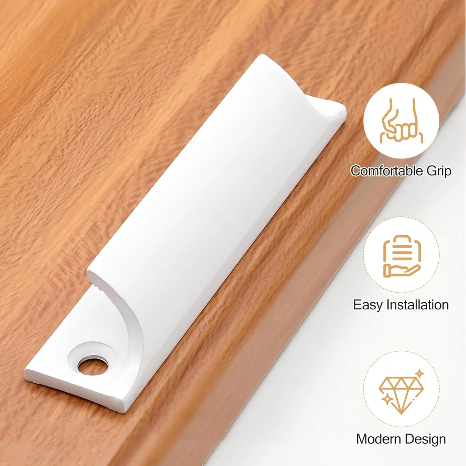 2 عدد دستگیره درب آلیاژ آلومینیوم، دستگیره های کششی فلزی مدرن سفید برای بالکن، پنجره ها و درب های داخلی، طراحی شیک و بادوام، نصب آسان، ایده آل برای استفاده در منزل و محل کار