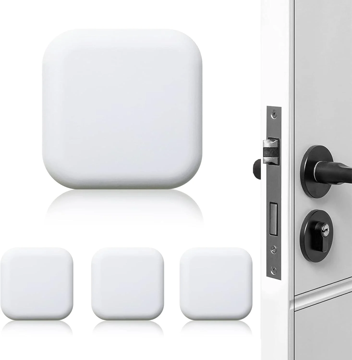 محافظ دیوار ضربه گیر درب مدل KASTWAVE بسته 4 عددی، ضربه گیر دستگیره درب، پد لاستیکی نرم خود چسب برای خانه و محل کار (سفید)