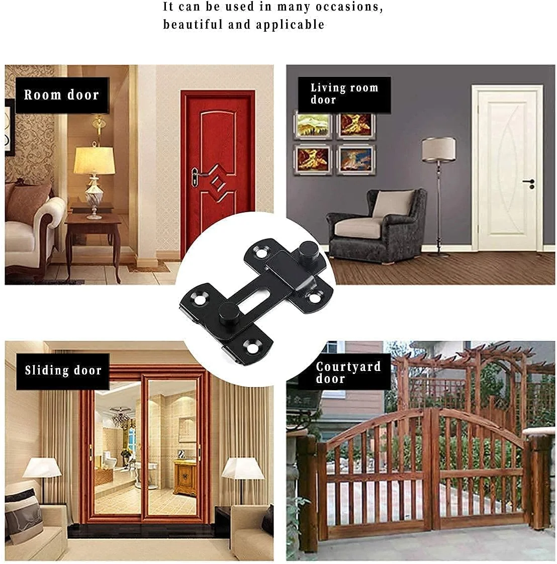 قفل درب KASTWAVE، قفل زبانه ای درب استیل ضد زنگ، قفل زبانه ای ایمنی، مشکی مات قفل درب KASTWAVE، قفل زبانه ای درب استیل ضد زنگ، قفل زبانه ای ایمنی، مشکی مات